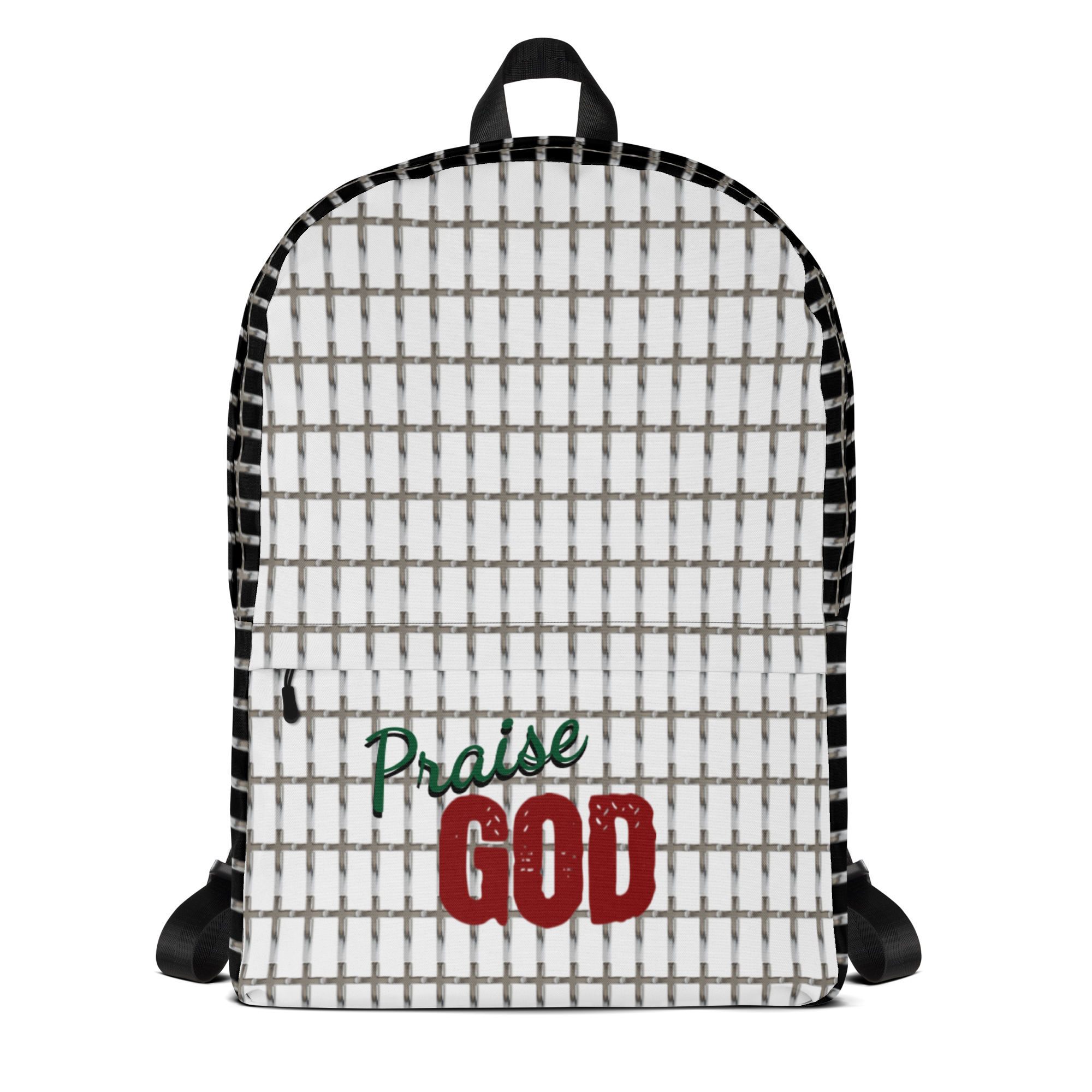 Faithful Prayer, Glory, and Worship Chrome Cross Praise God Medium Backpack Bag