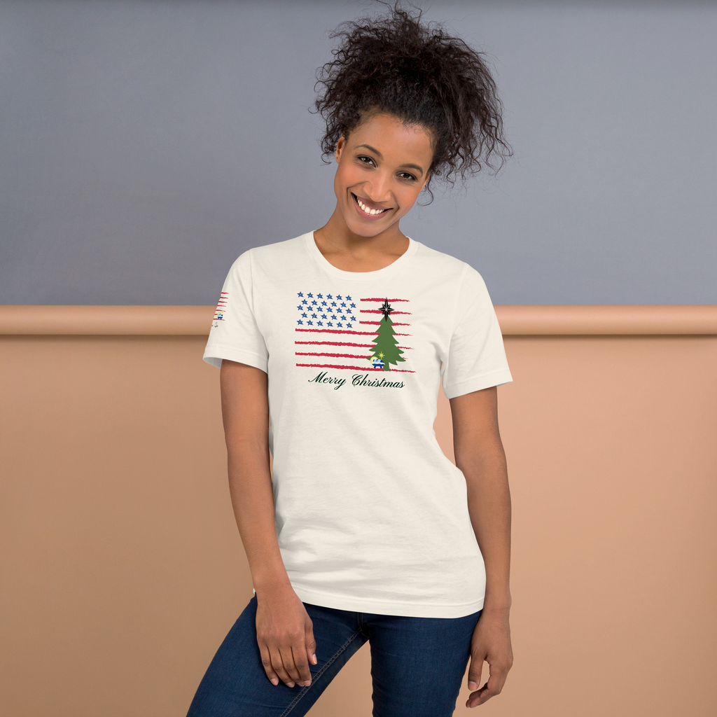 Merry Christmas Patriotic T-Shirt (4 color options) S-2X