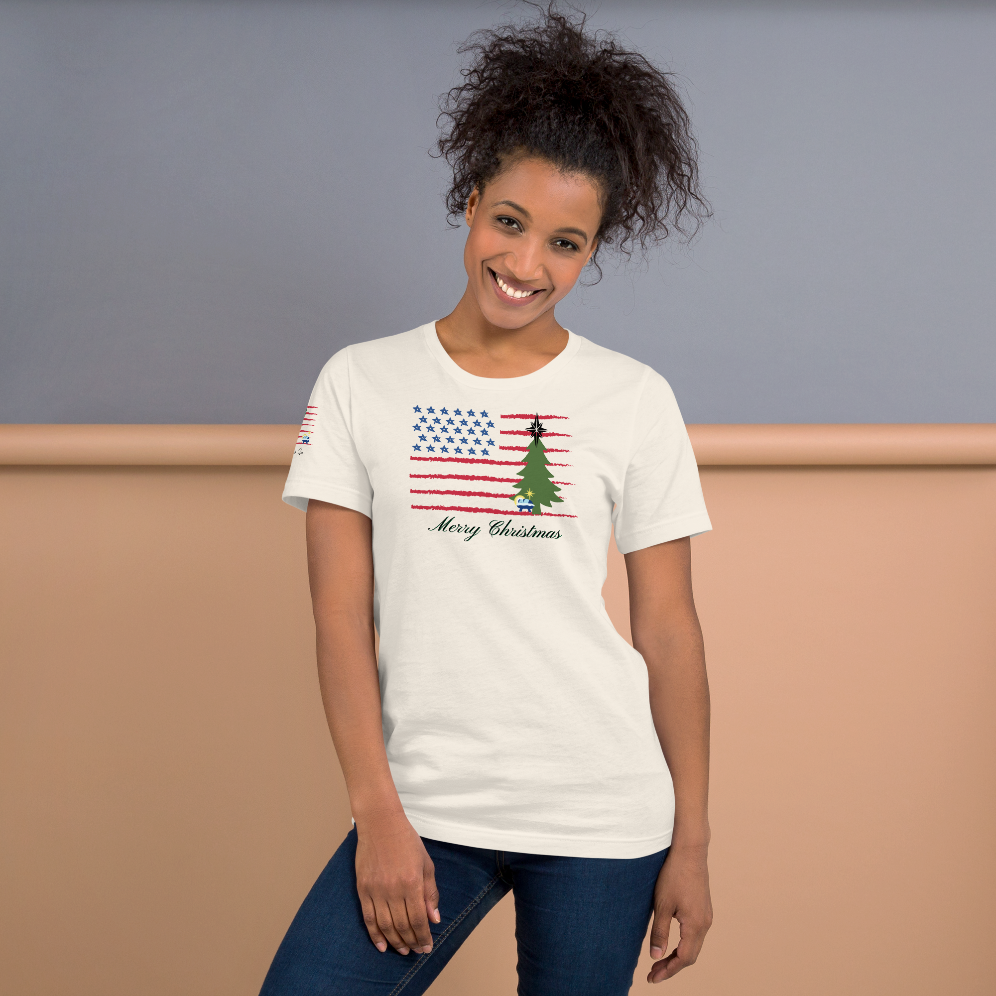 Merry Christmas Patriotic T-Shirt (4 color options) S-2X