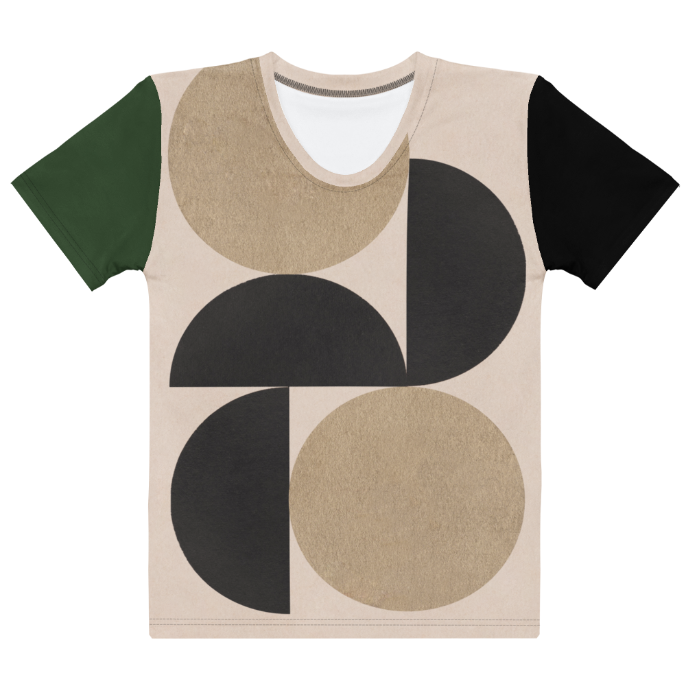 Earthy, Tribal, Ethnic, and Geometric Whole Half Color Block Women's Print T-shirt (S-2X)