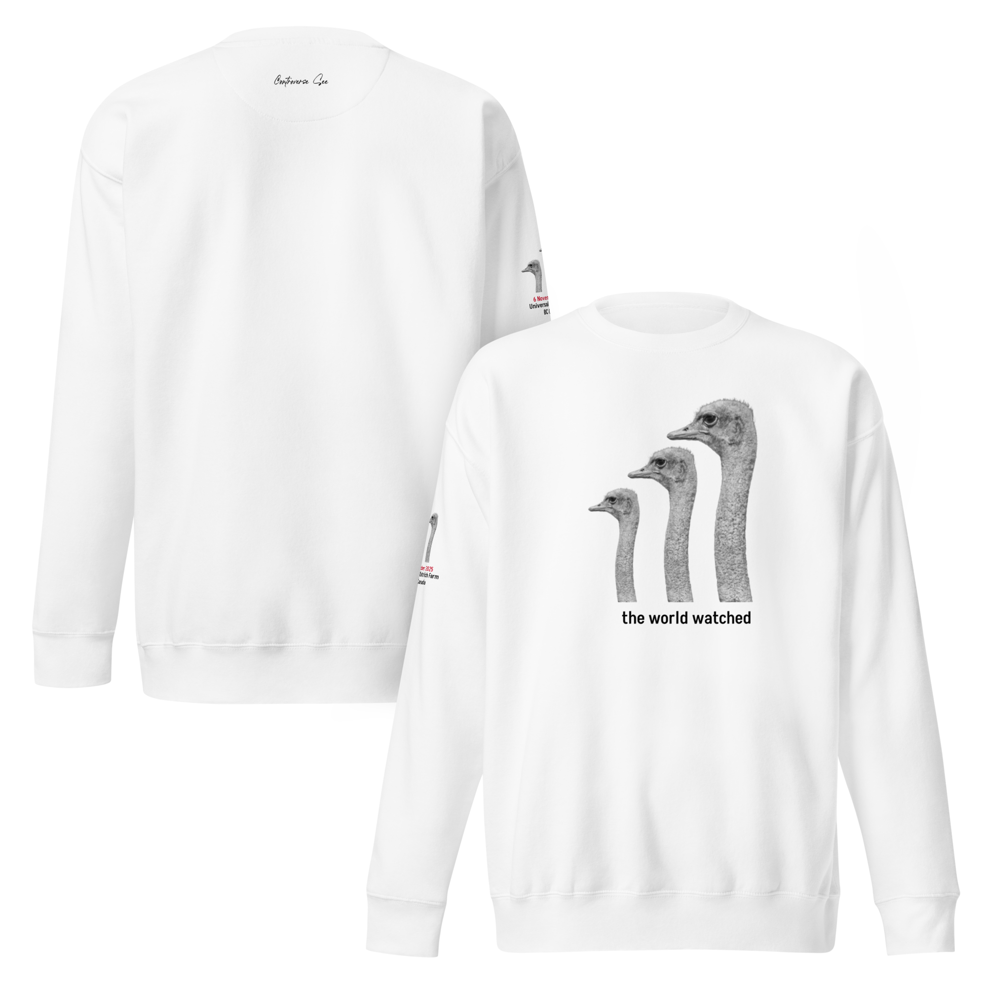 Canada Ostrich Farm Remembrance Sweatshirt for charity, Black Lettering (5 color options) S-2X