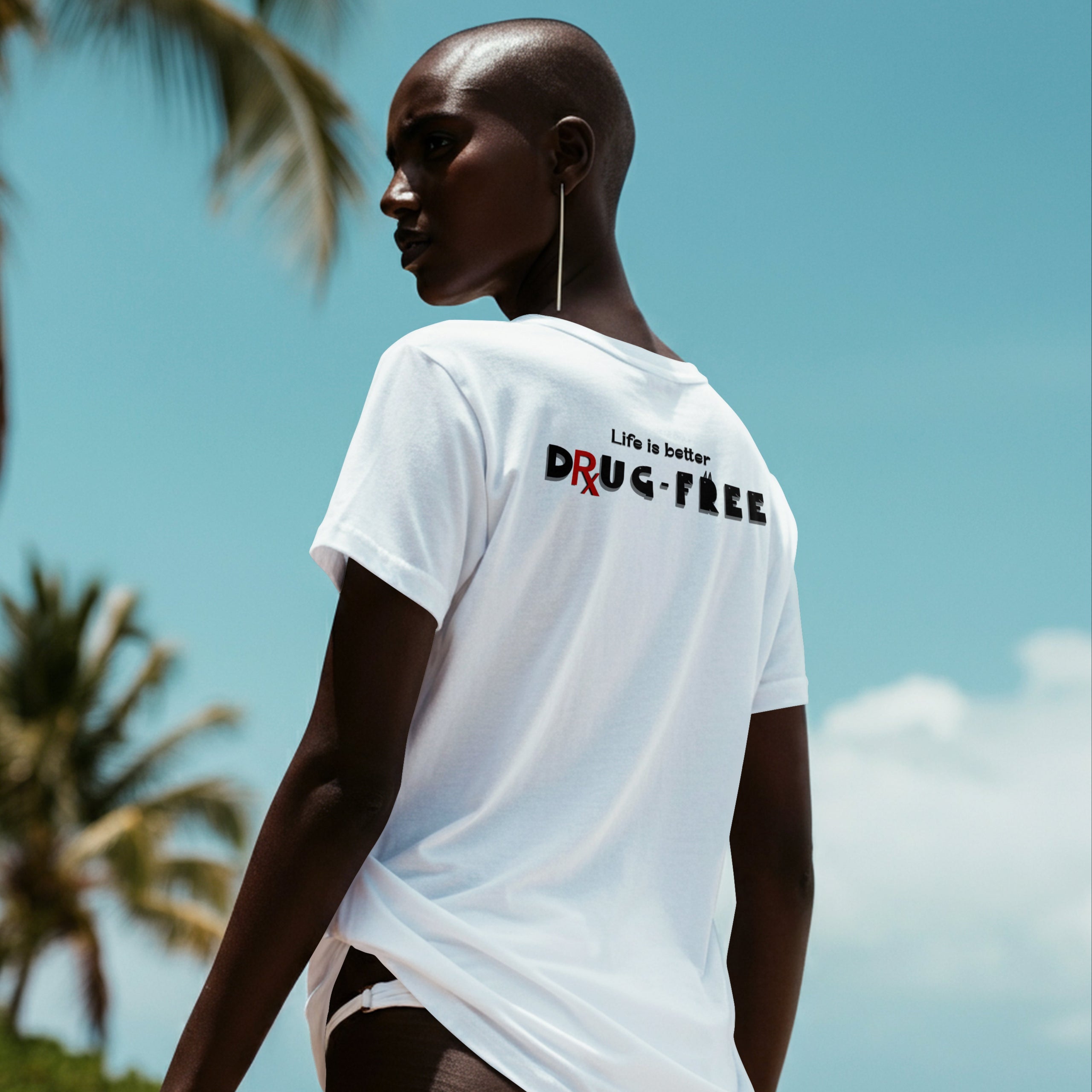 Life is Better Drug Free T-Shirt, Back Graphic (6 color options) S-2X