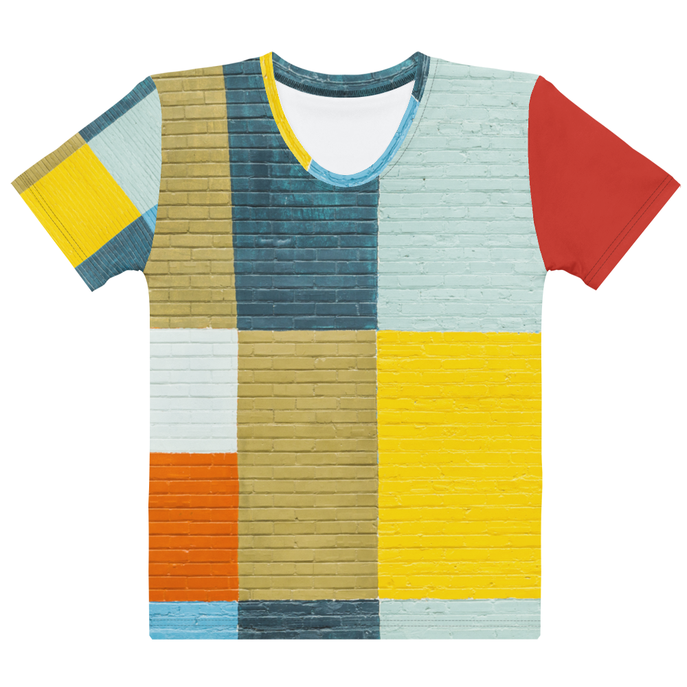 Bright, Colorful, and Fun Women's Brick Block Colorblock T-shirt (S-2X)