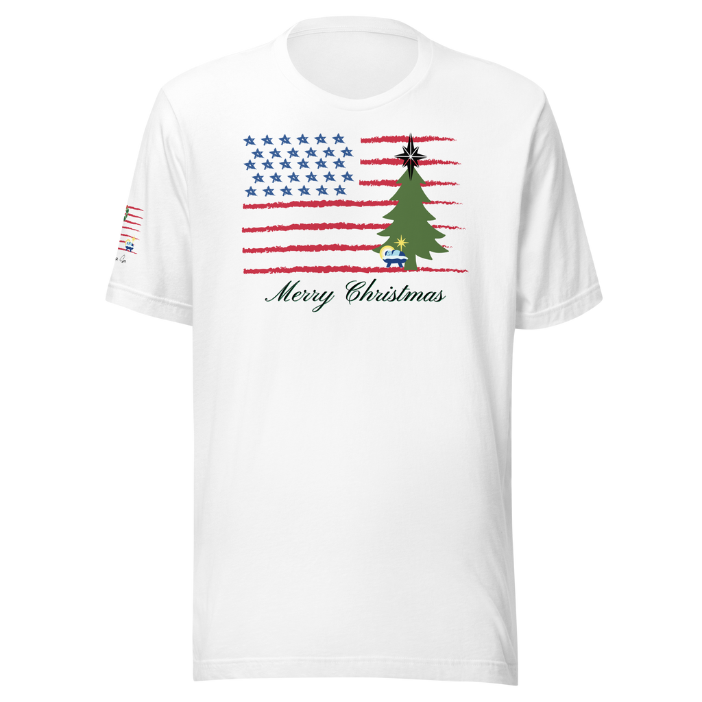 Merry Christmas Patriotic T-Shirt (4 color options) S-2X