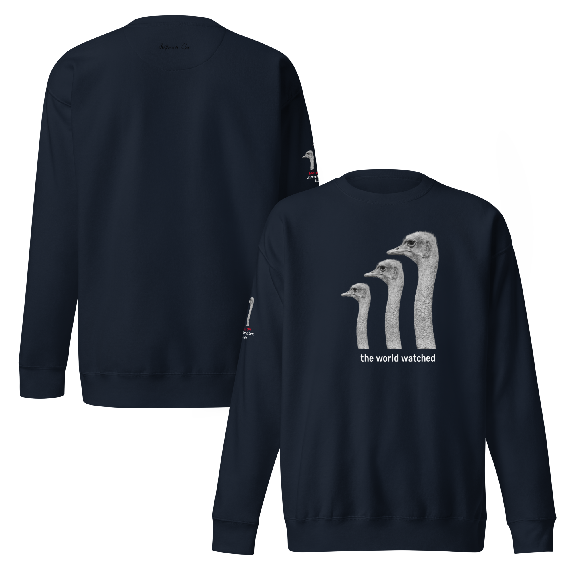 Canada Ostrich Farm Remembrance Sweatshirt for Charity, White Lettering (5 color options) S-2X