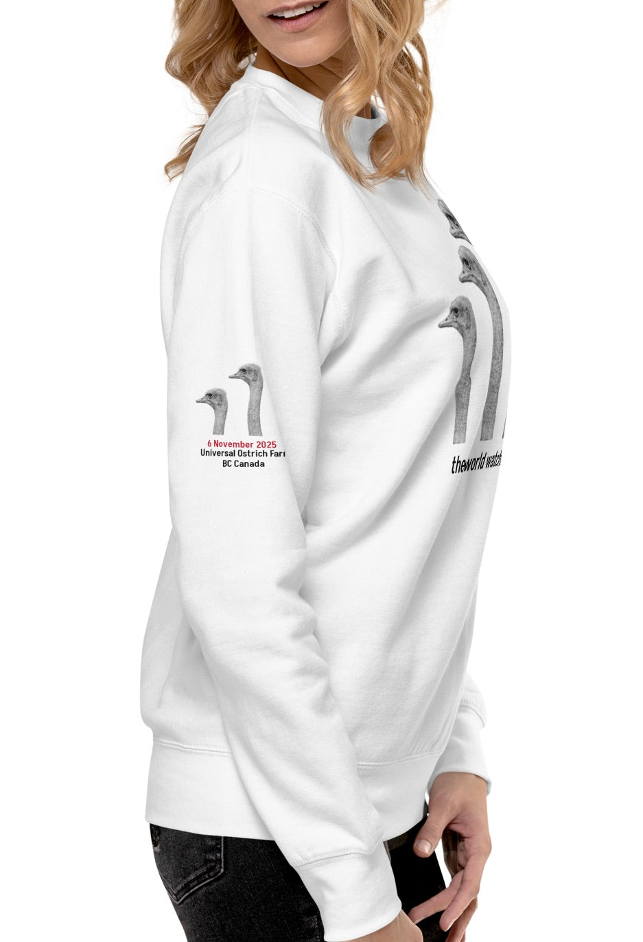 Canada Ostrich Farm Remembrance Sweatshirt for charity, Black Lettering (5 color options) S-2X