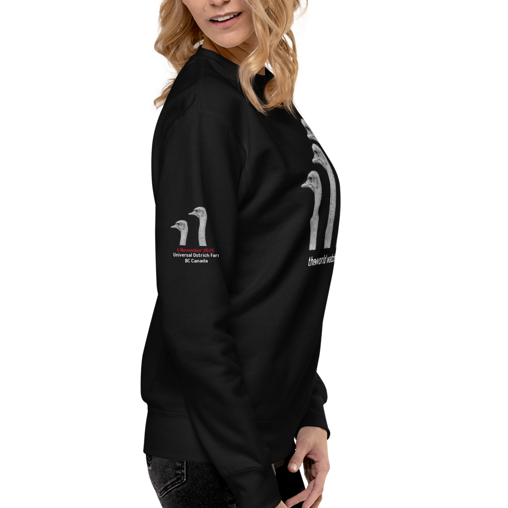 Canada Ostrich Farm Remembrance Sweatshirt for Charity, White Lettering (5 color options) S-2X