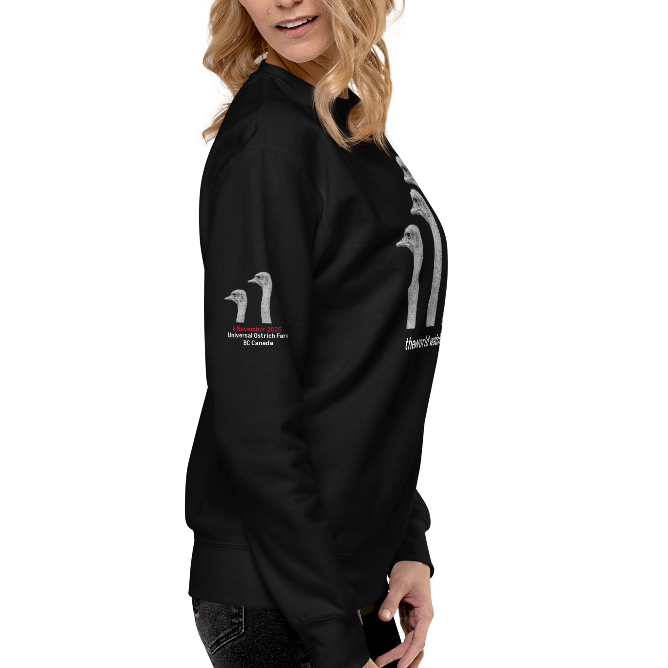 Canada Ostrich Farm Remembrance Sweatshirt for Charity, White Lettering (5 color options) S-2X