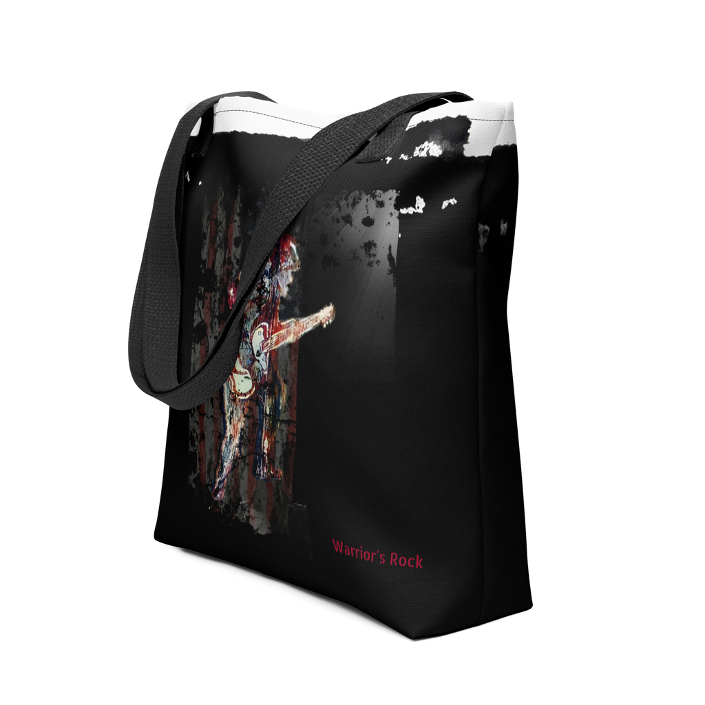 Intensely, Dramatically, Powerful Patriotic Soldier with Guitar Warrior's Rock Medium Tote Bag - 2 COLORS