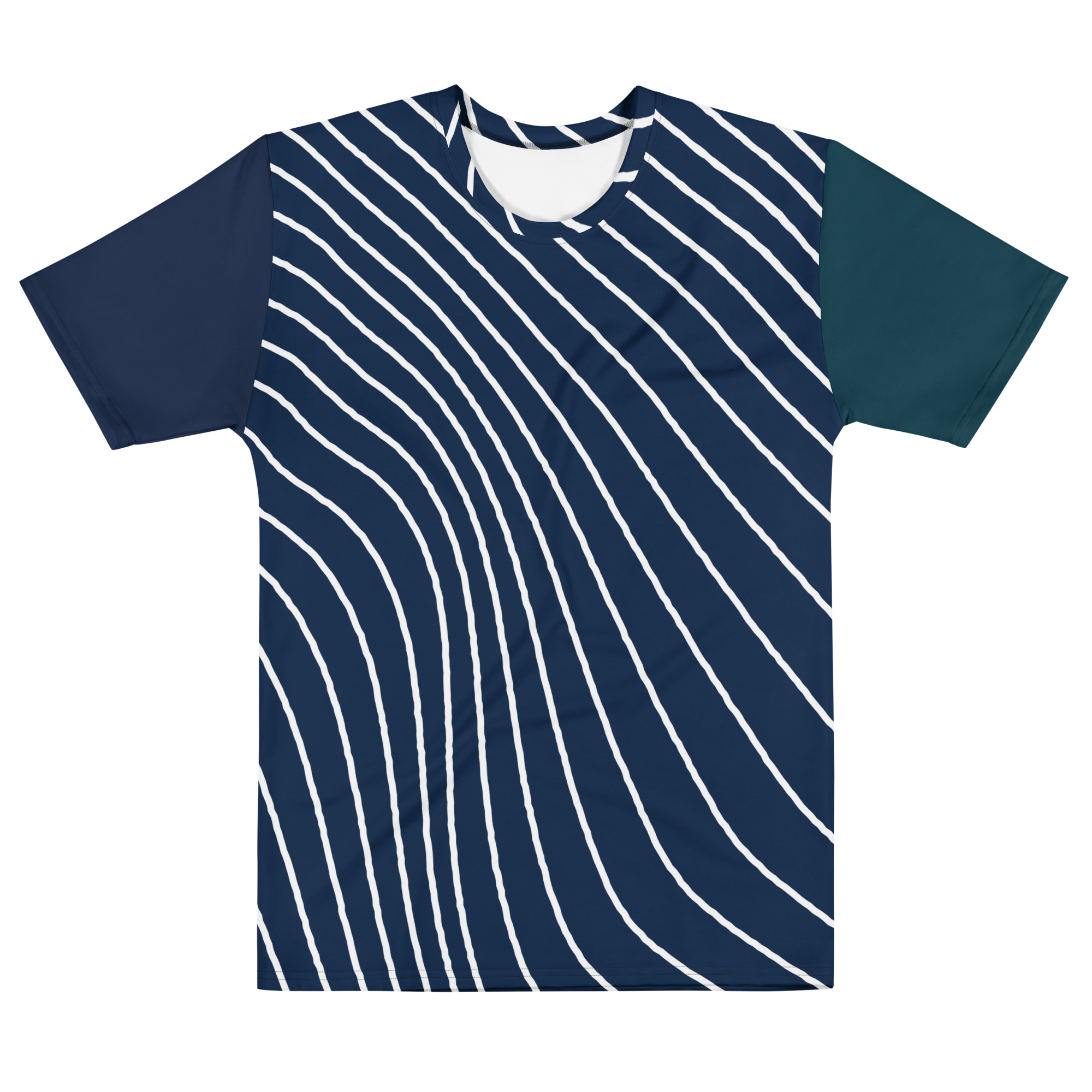 Crisp, Wavy, and Bold Geometric Navy Slideman Color Block Men's T-shirt (S-2X)