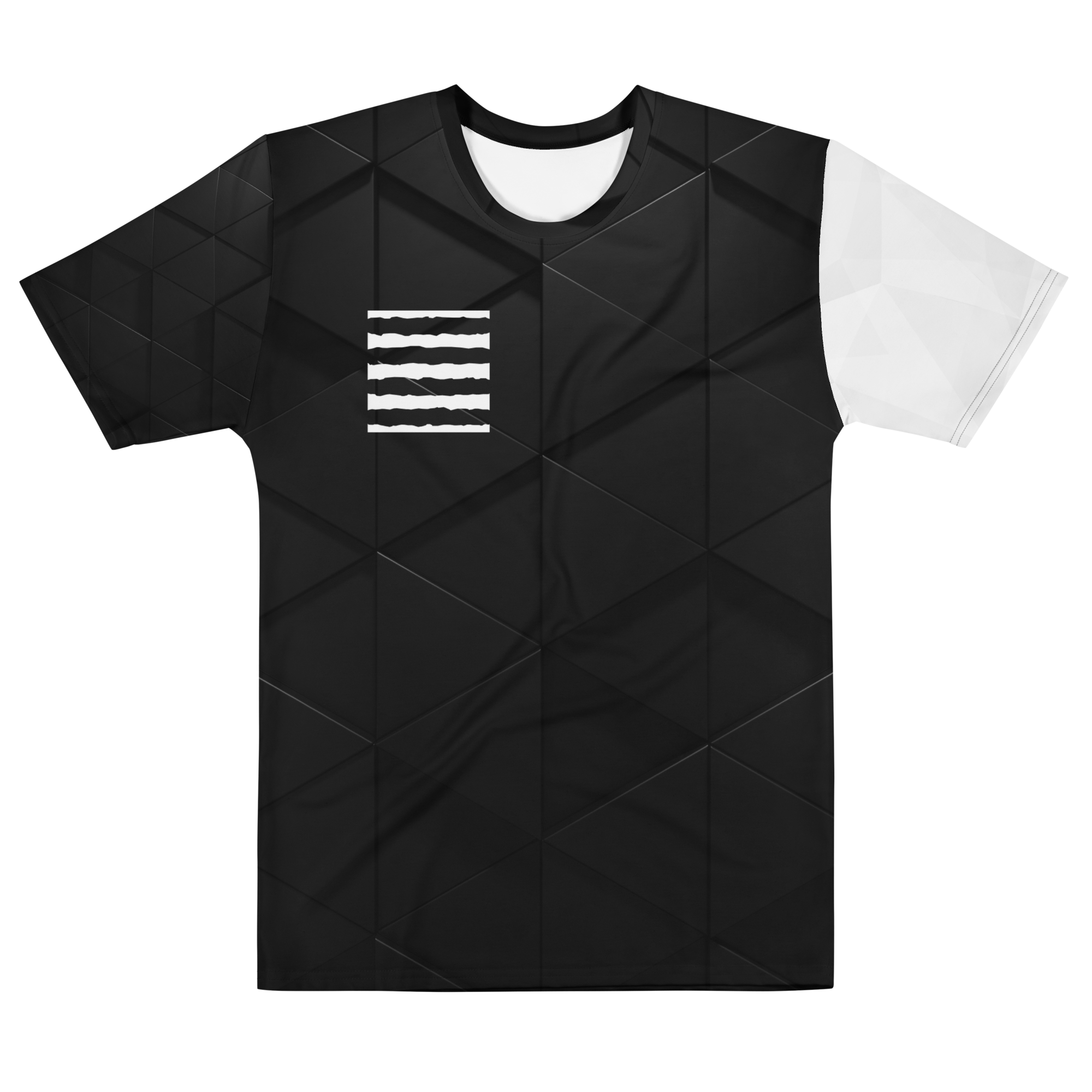 Strikingly Bold Geometric Black & White Trek One Men's Color Block Print T-Shirt (S-2X)