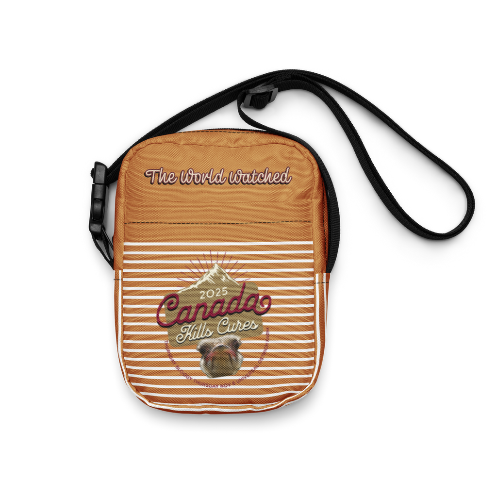 Canada Ostrich Farm Remembrance Crossbody Bag for charity (front, back, interior graphics)