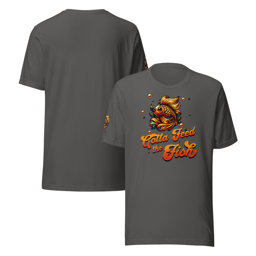 Colorful Aquatic Charm Feed the Fish Unisex T-shirt (XS-2X) 6 COLORS