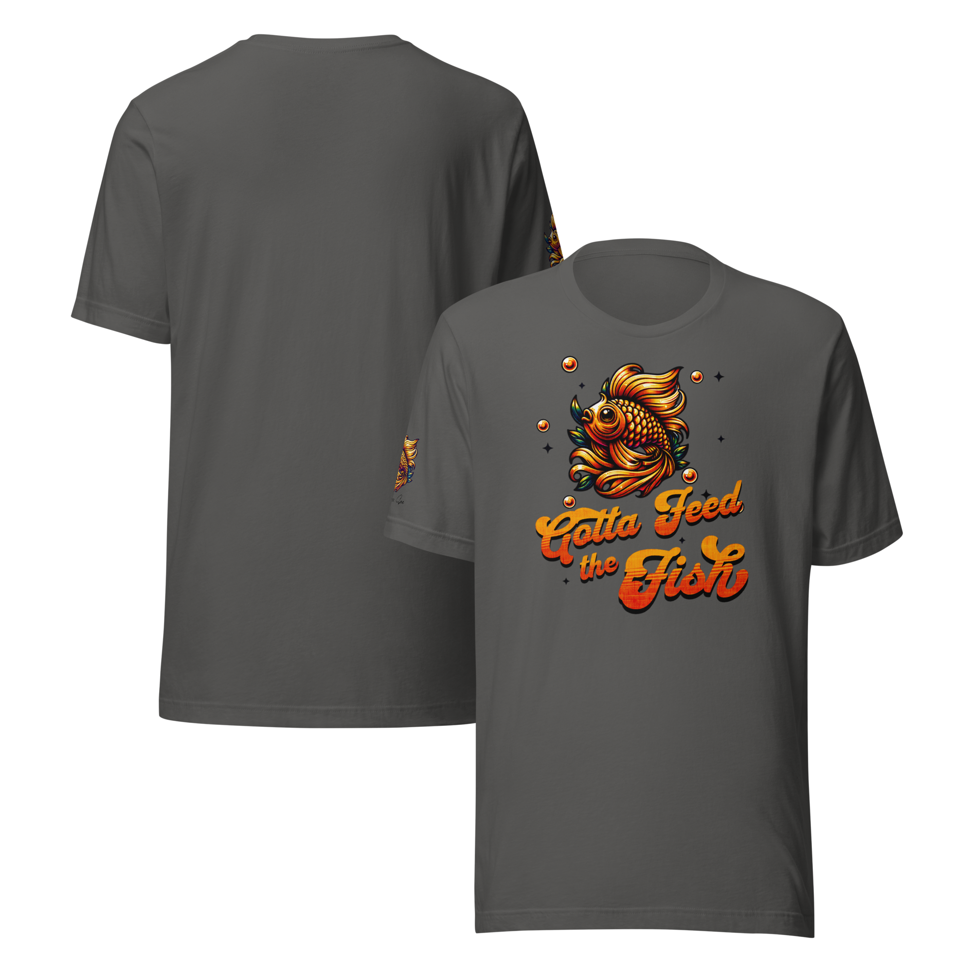 Colorful Aquatic Charm Feed the Fish Unisex T-shirt (XS-2X) 6 COLORS