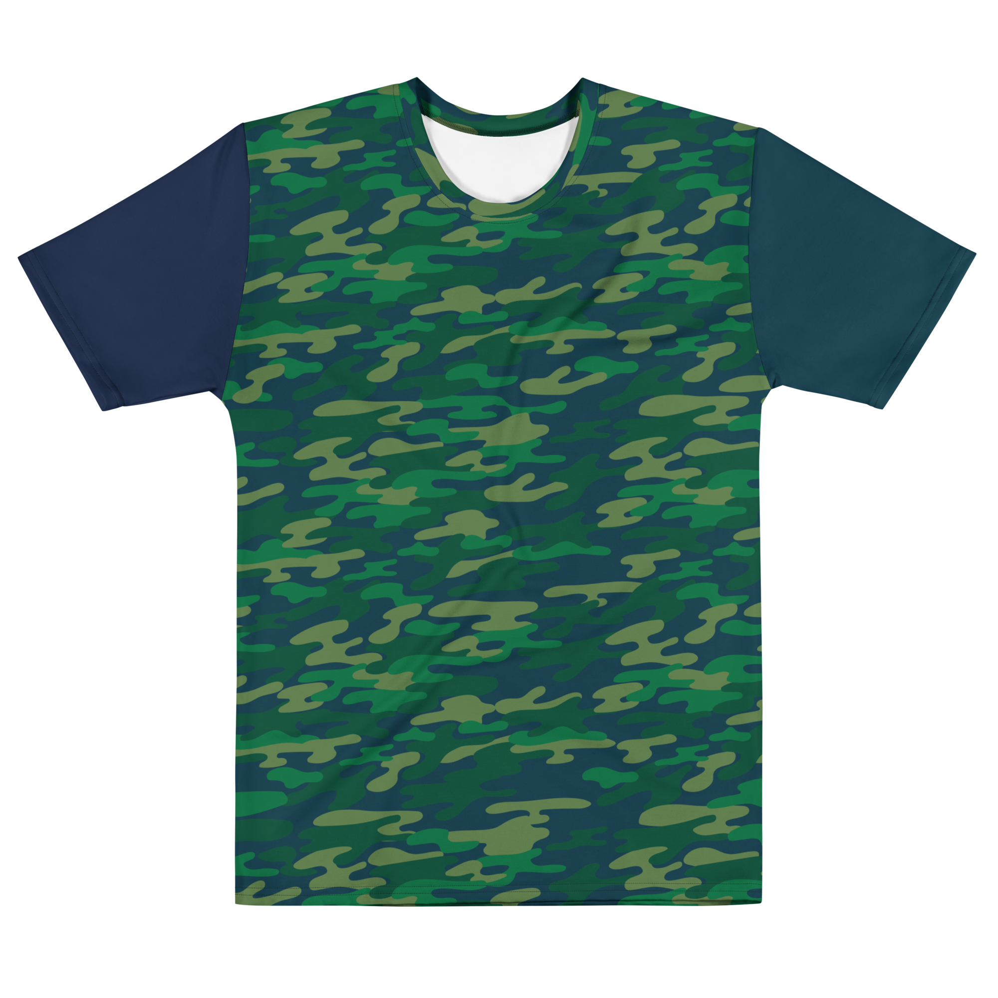 Oceanic Wooded Bliss, Camouflage Color Block Men's Full Print T-shirt (S-2X)