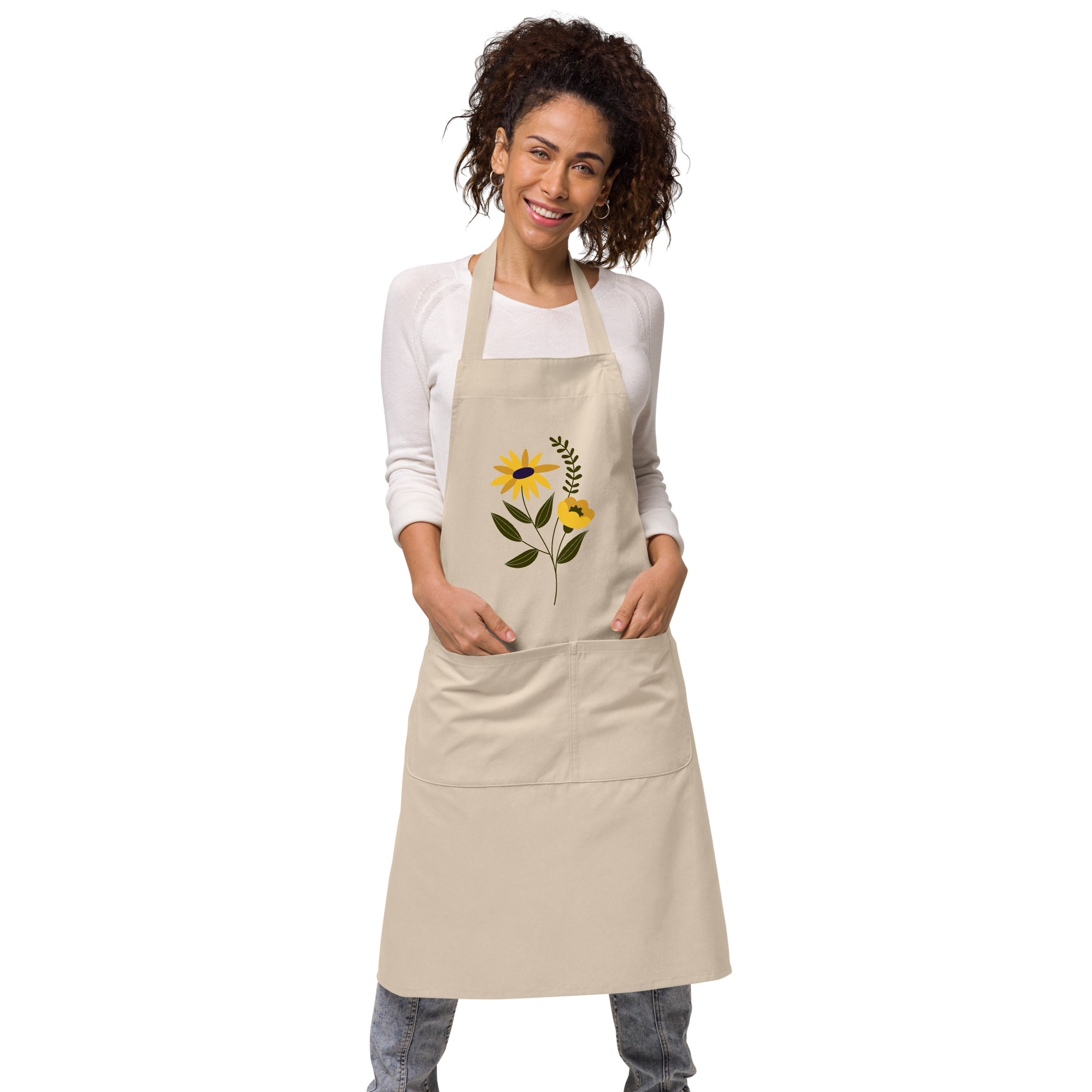 Yellow Flower Organic Cotton Apron (2 color options)