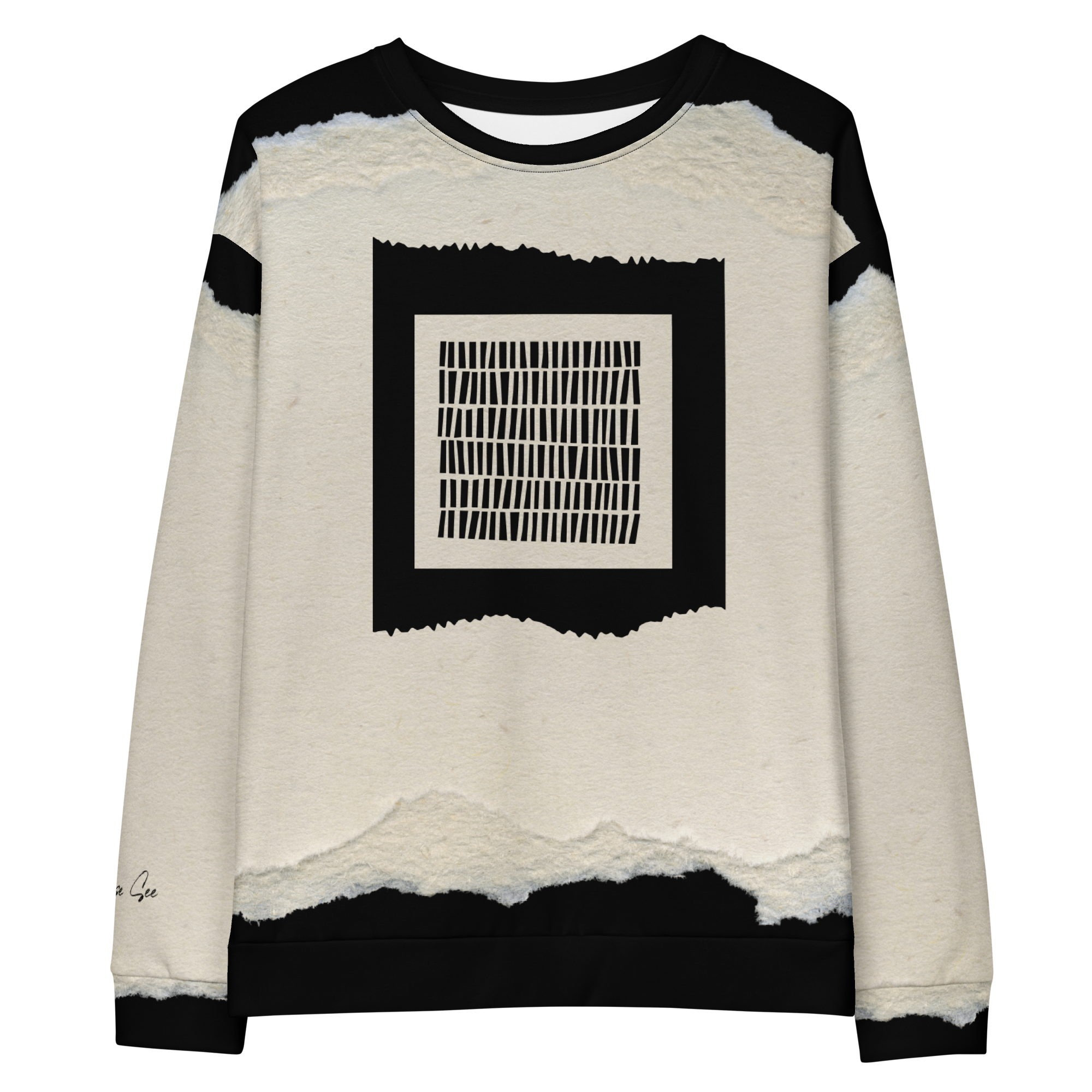 Dramatically Modern Tribal Black & Ivory Paper-Count Unisex Sweatshirt (S-2X)