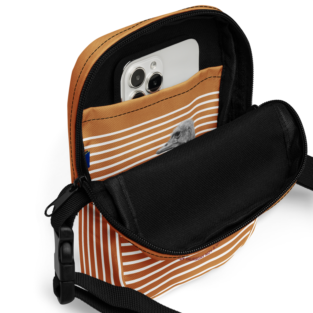 Canada Ostrich Farm Remembrance Crossbody Bag for charity (front, back, interior graphics)