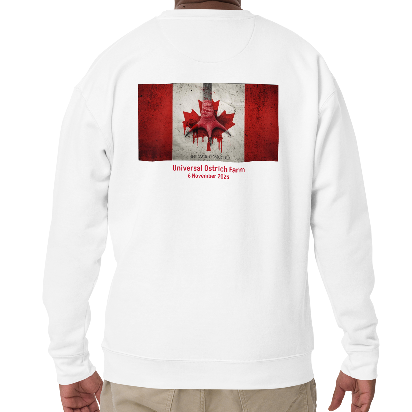 Canada Ostrich Farm Remembrance Flag & Foot Sweatshirt for charity (3 color options) S-2X