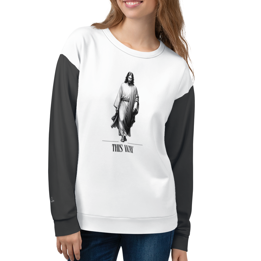 Faithfully Inspiring Devoutly Following Salt and Light Jesus This Way Double-Sided Color-Block Unisex Sweatshirt (S-2X)
