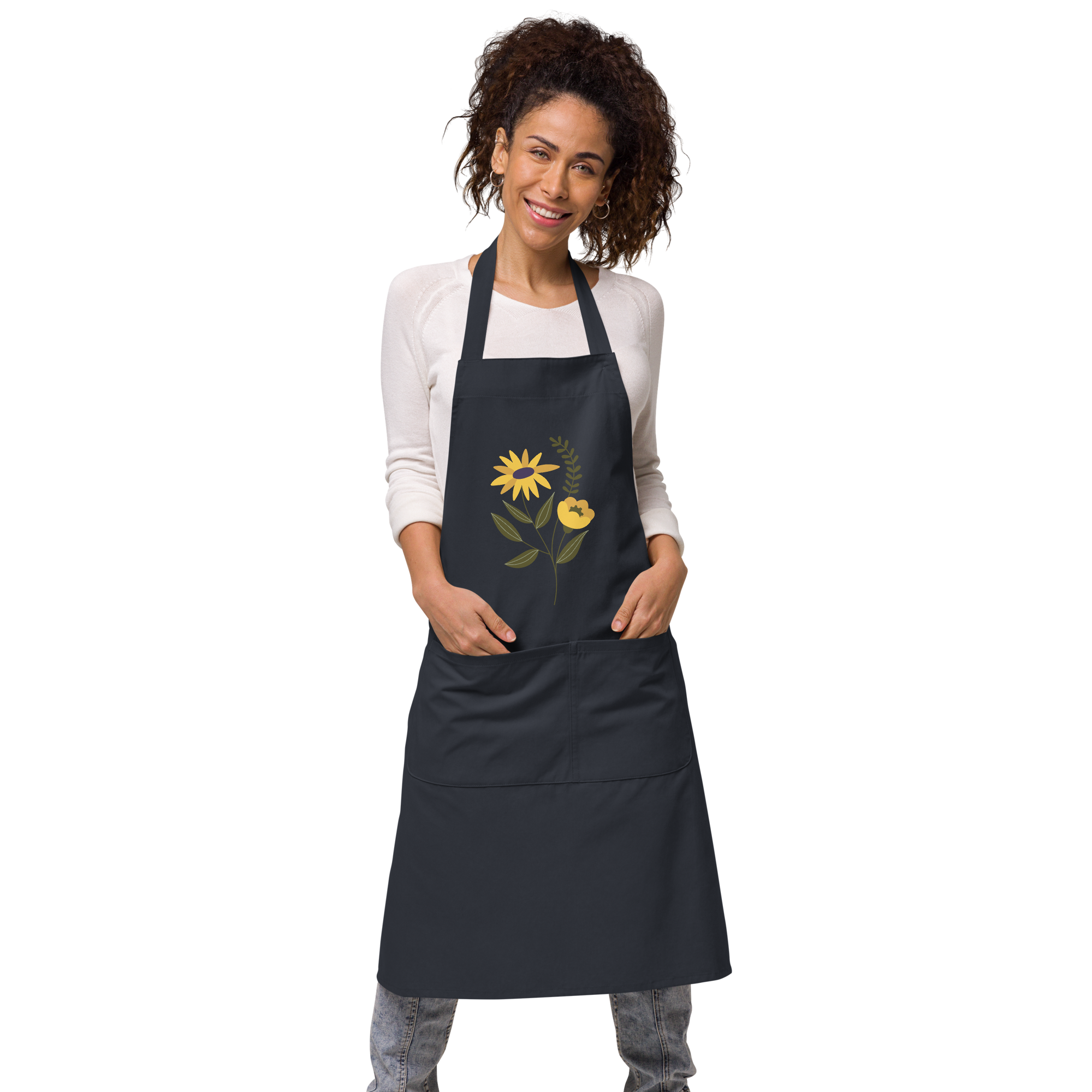 Yellow Flower Organic Cotton Apron (2 color options)