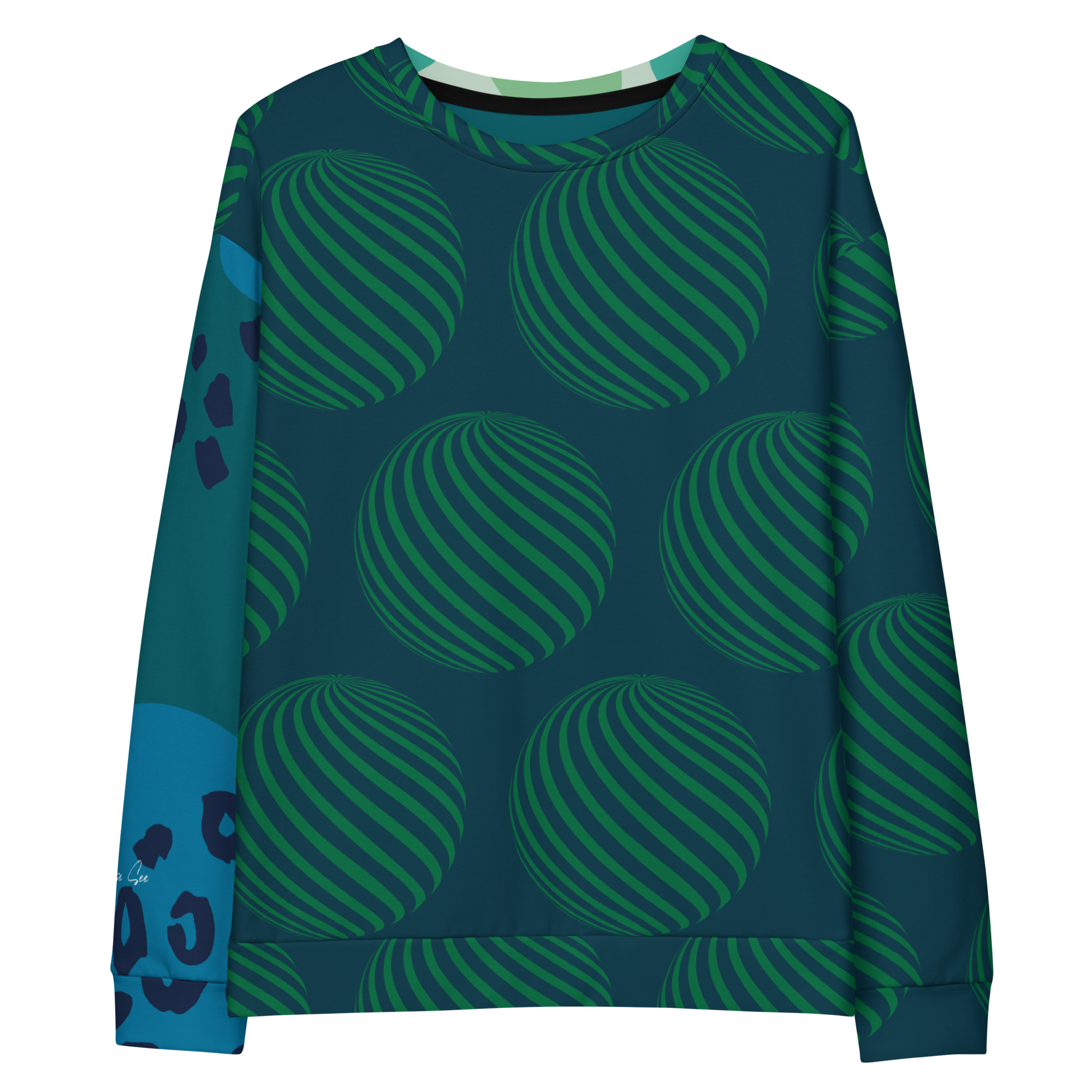 Wildly Bubbly Blues Hues and Greens Qpid Circle Unisex Sweatshirt (S-2X)