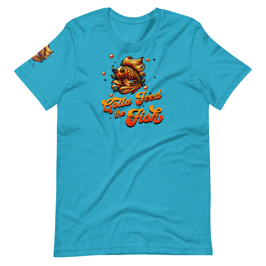 Colorful Aquatic Charm Feed the Fish Unisex T-shirt (XS-2X) 6 COLORS