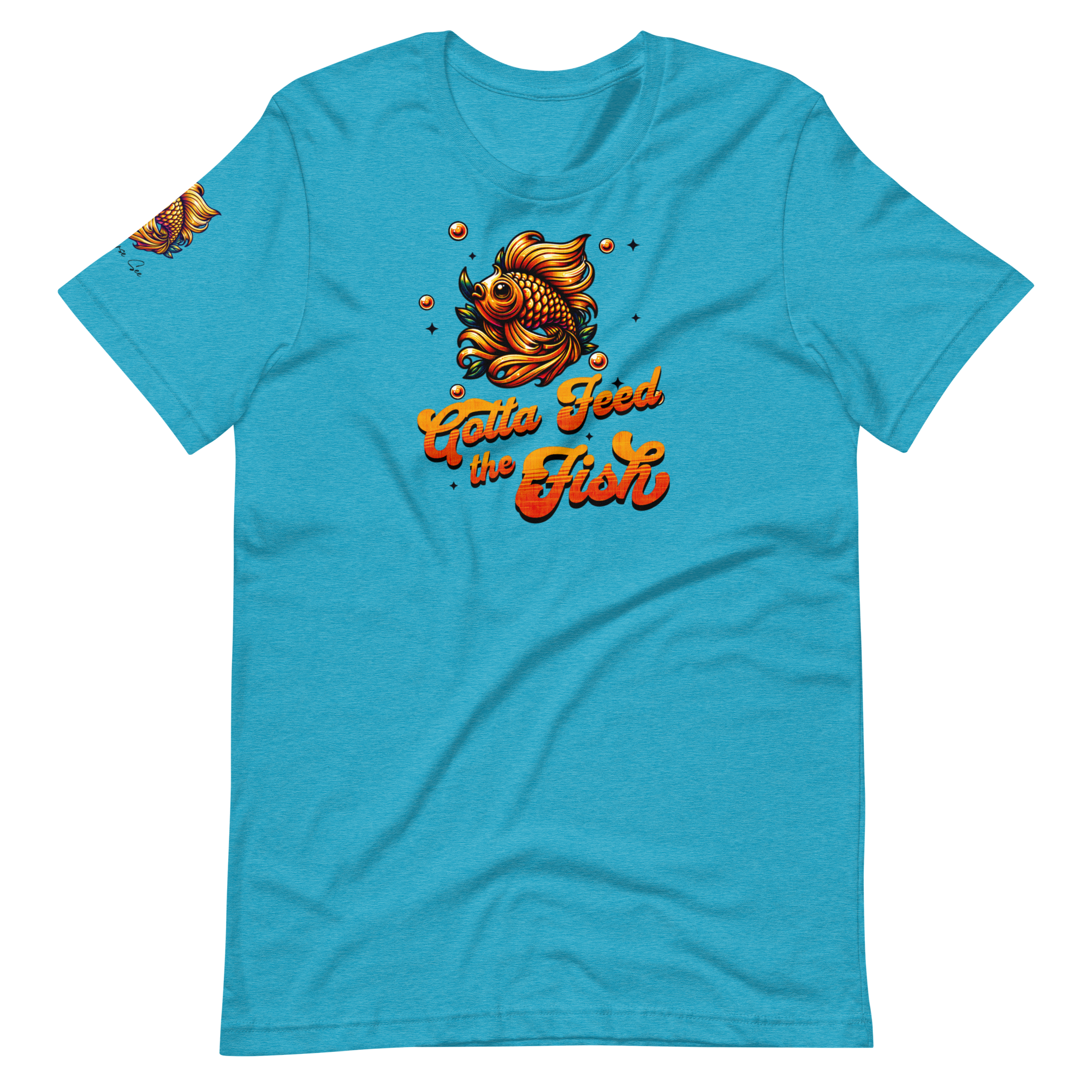 Colorful Aquatic Charm Feed the Fish Unisex T-shirt (XS-2X) 6 COLORS
