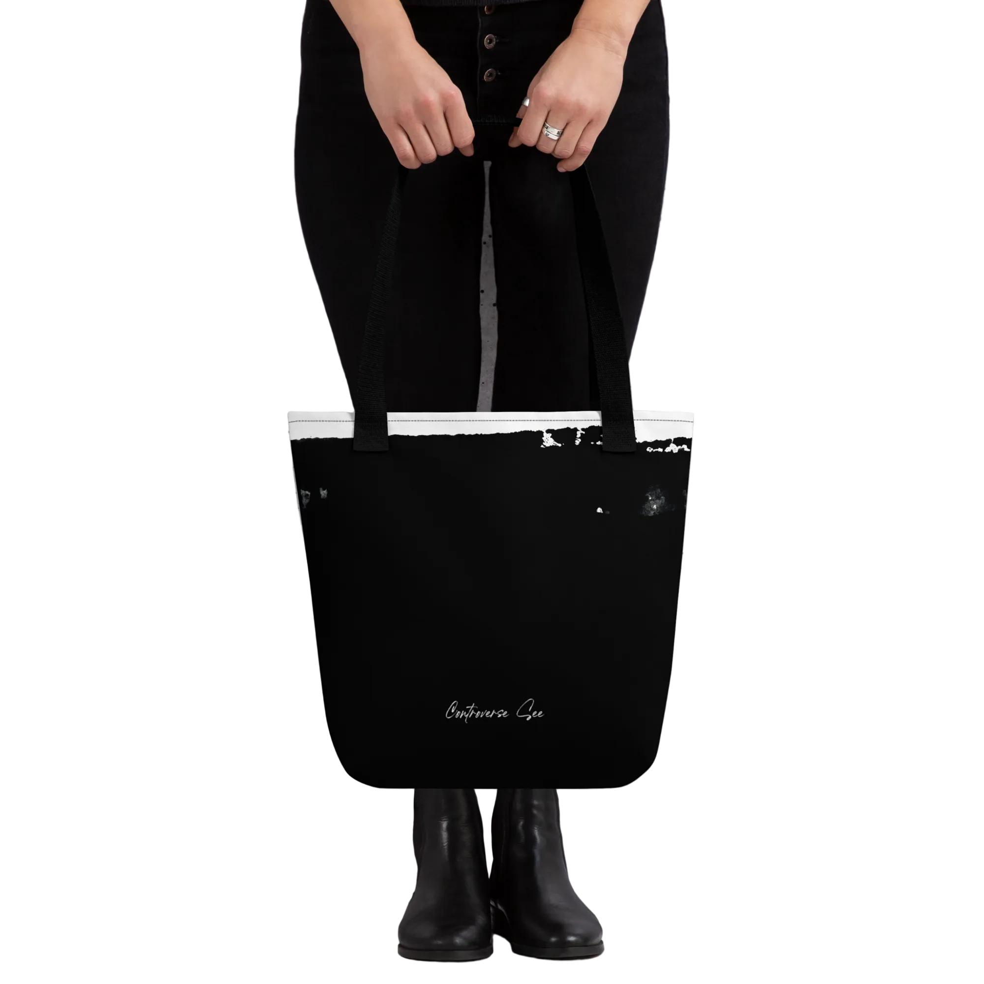 Intensely, Dramatically, Powerful Patriotic Soldier with Guitar Warrior's Rock Medium Tote Bag - 2 COLORS