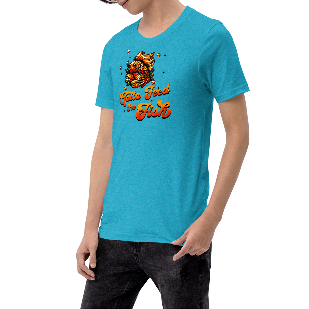 Colorful Aquatic Charm Feed the Fish Unisex T-shirt (XS-2X) 6 COLORS
