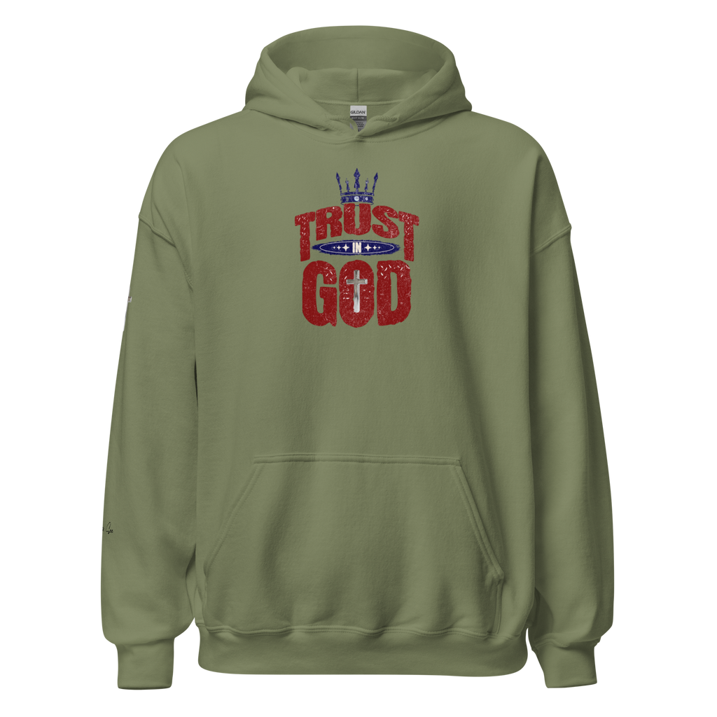 Faithful Praise and Glory Trust in God Chrome Cross & Crown Unisex Hoodie (S-2X) 4 COLORS