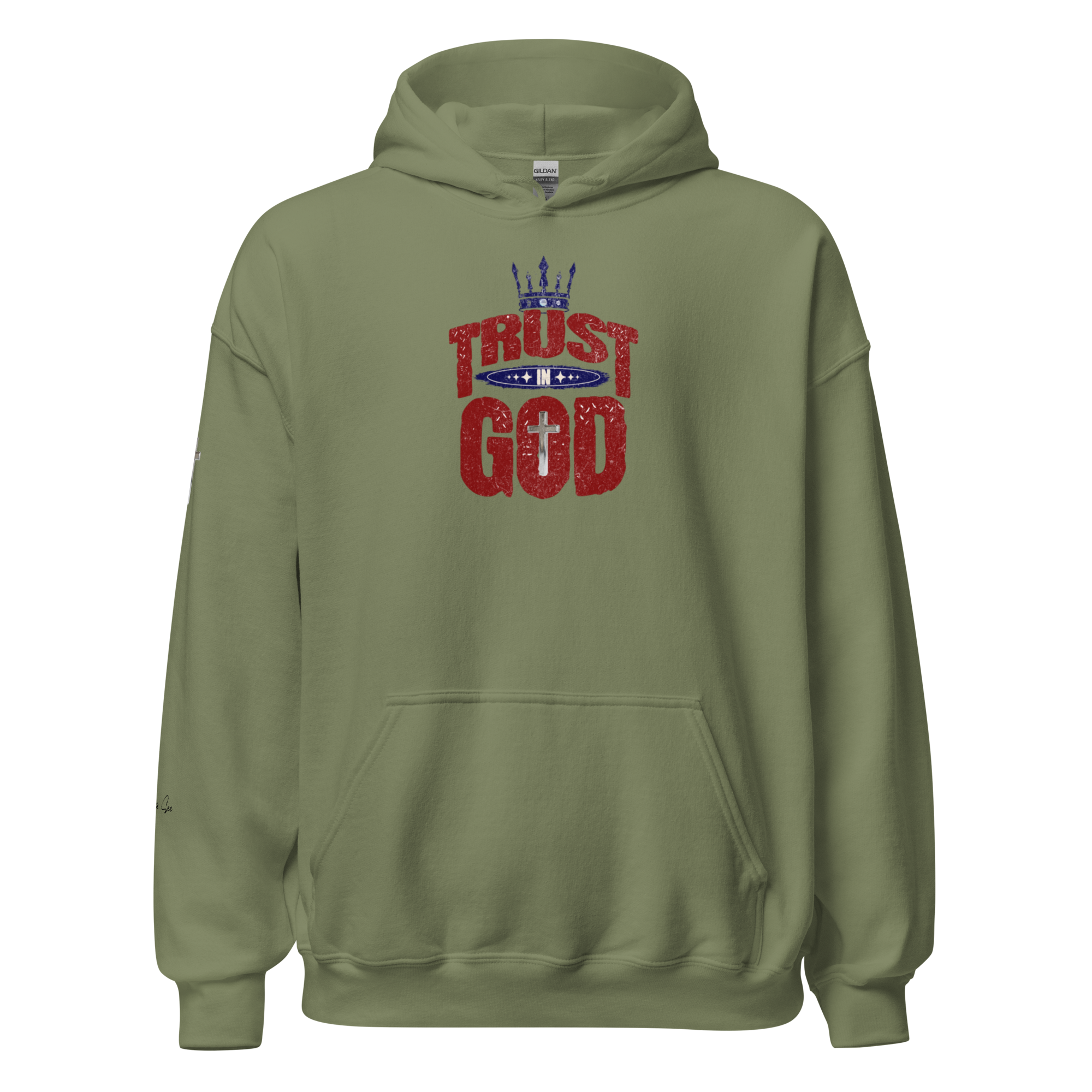Faithful Praise and Glory Trust in God Chrome Cross & Crown Unisex Hoodie (S-2X) 4 COLORS