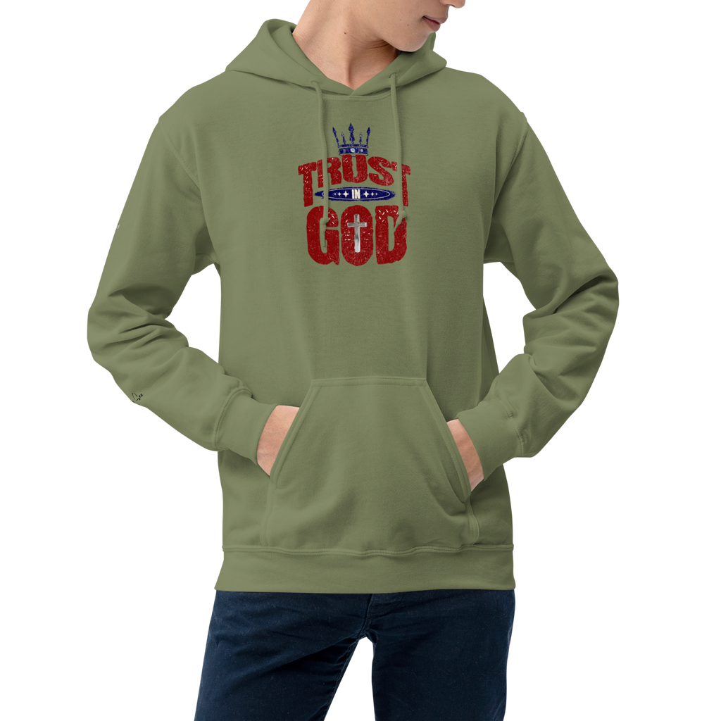 Faithful Praise and Glory Trust in God Chrome Cross & Crown Unisex Hoodie (S-2X) 4 COLORS