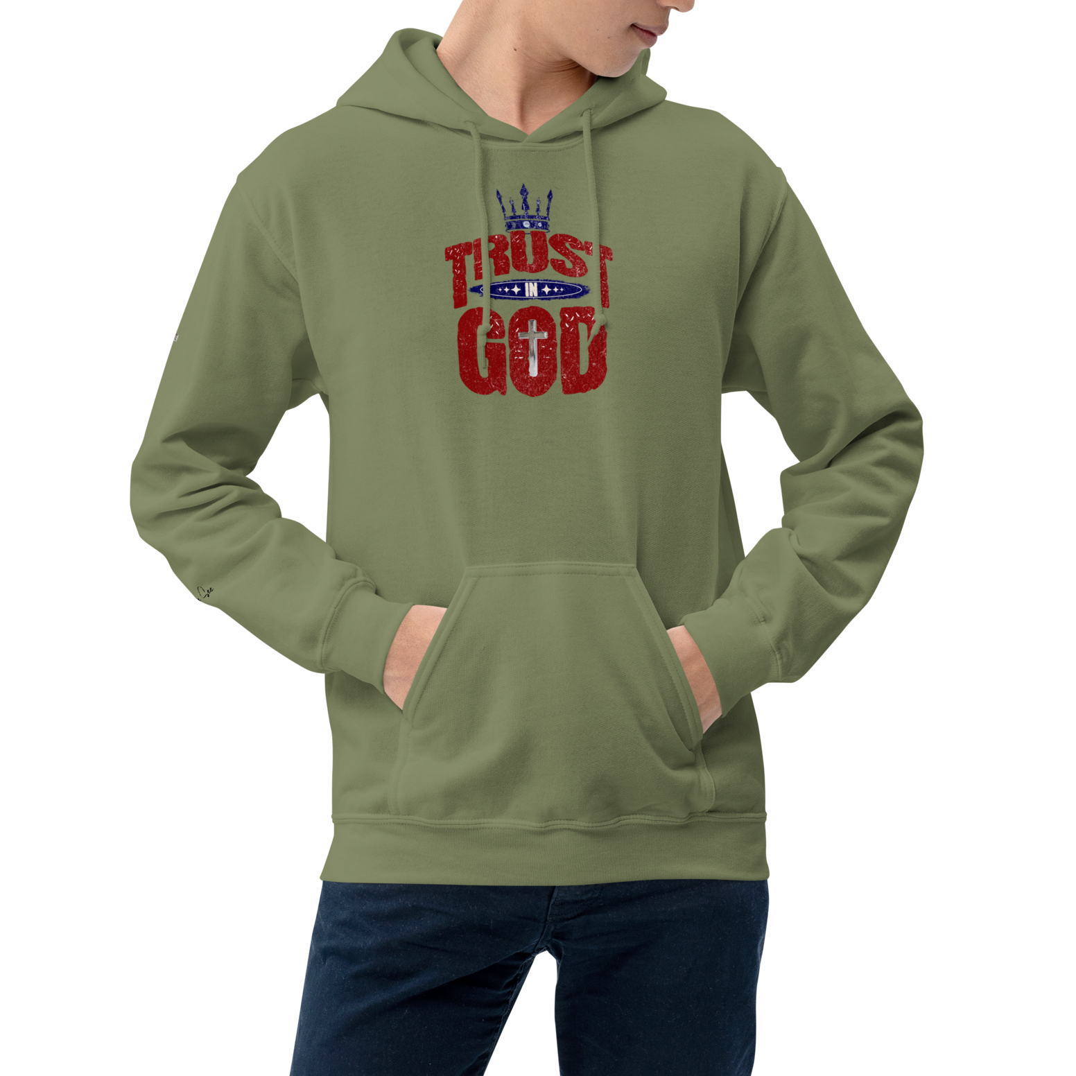 Faithful Praise and Glory Trust in God Chrome Cross & Crown Unisex Hoodie (S-2X) 4 COLORS