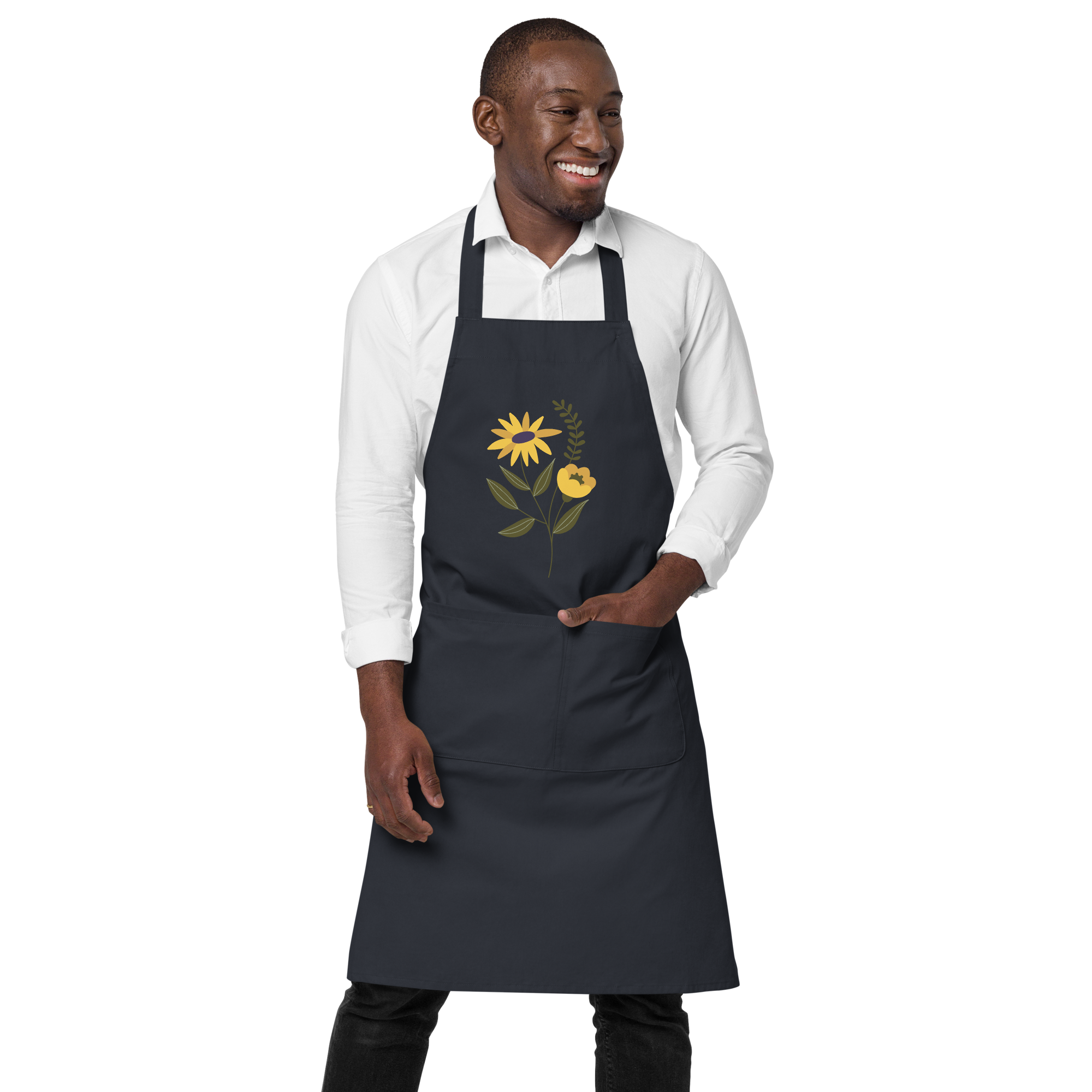 Yellow Flower Organic Cotton Apron (2 color options)