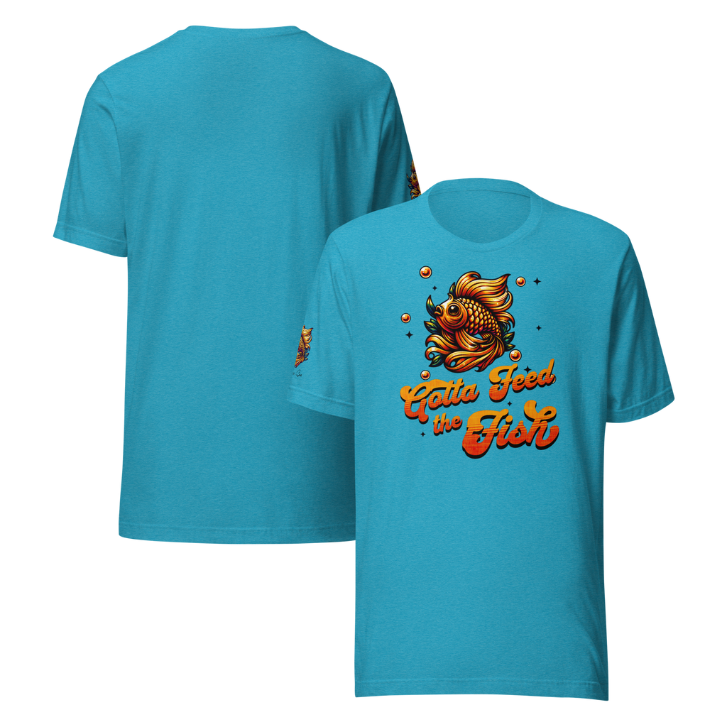 Colorful Aquatic Charm Feed the Fish Unisex T-shirt (XS-2X) 6 COLORS