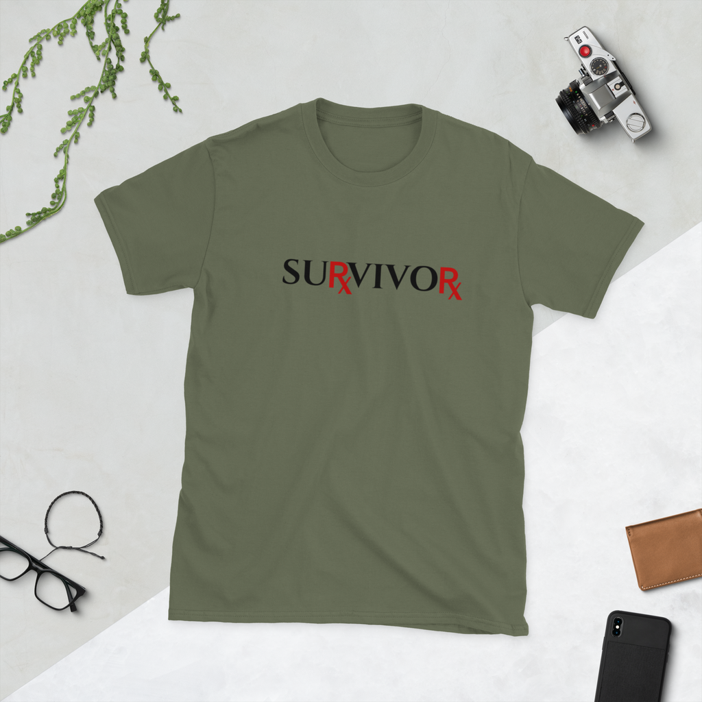 Pharmaceutical Drug Rx Survivor T-Shirt (6 color options, black lettering) S - 2X