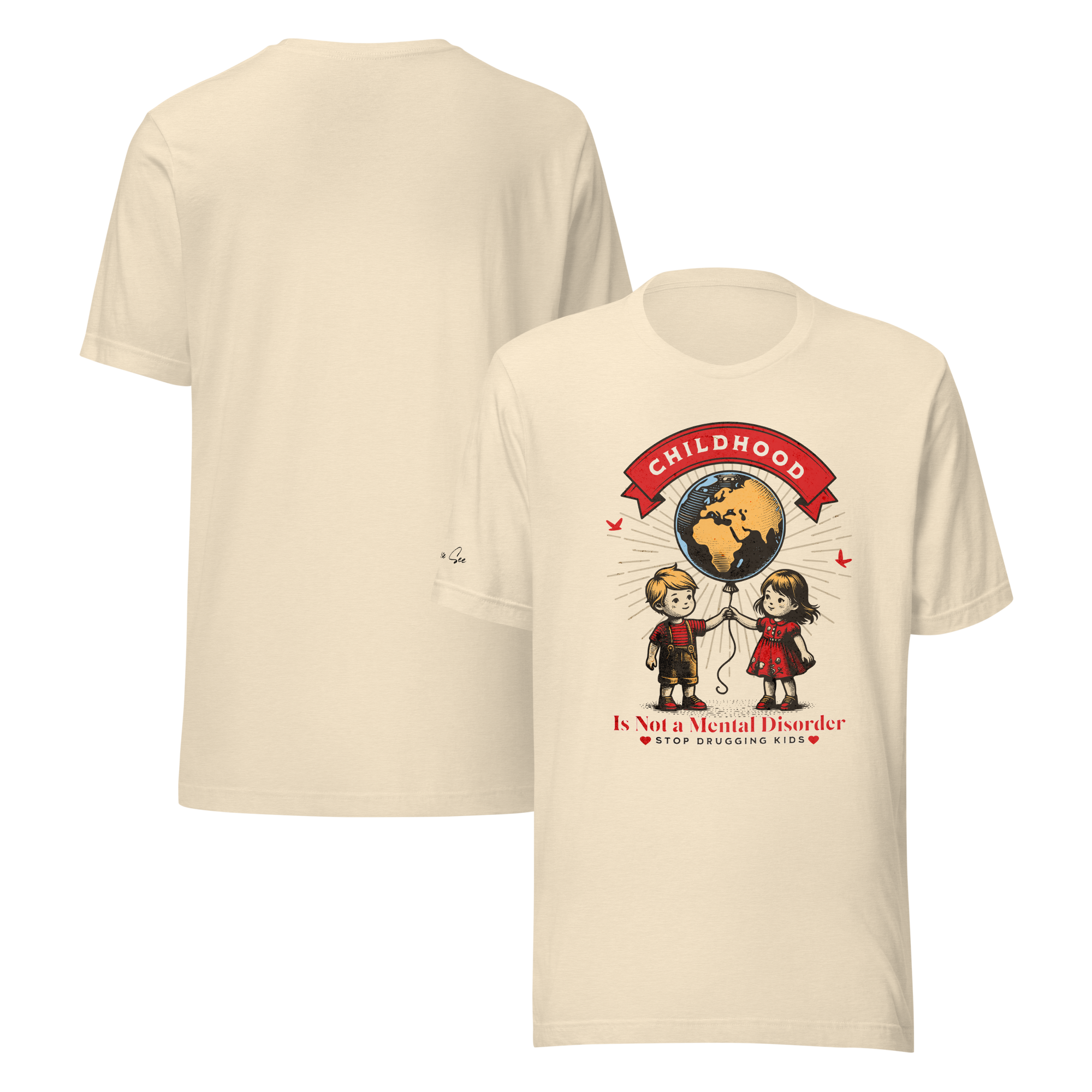 Whimsy, Retro, and Reflective Childhood Mental Health Premium Unisex T-Shirt (XS-2X) 4 Colors