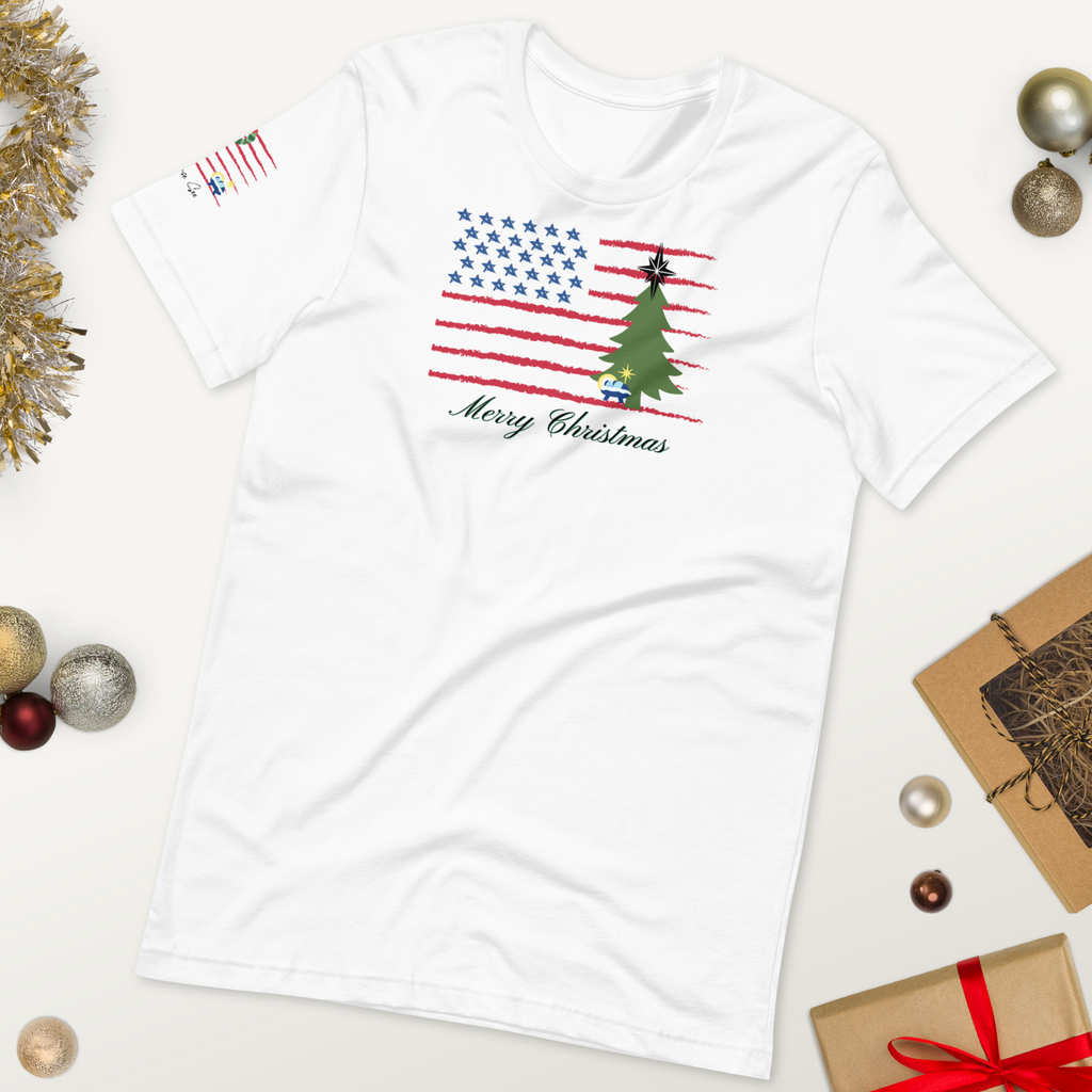 Merry Christmas Patriotic T-Shirt (4 color options) S-2X