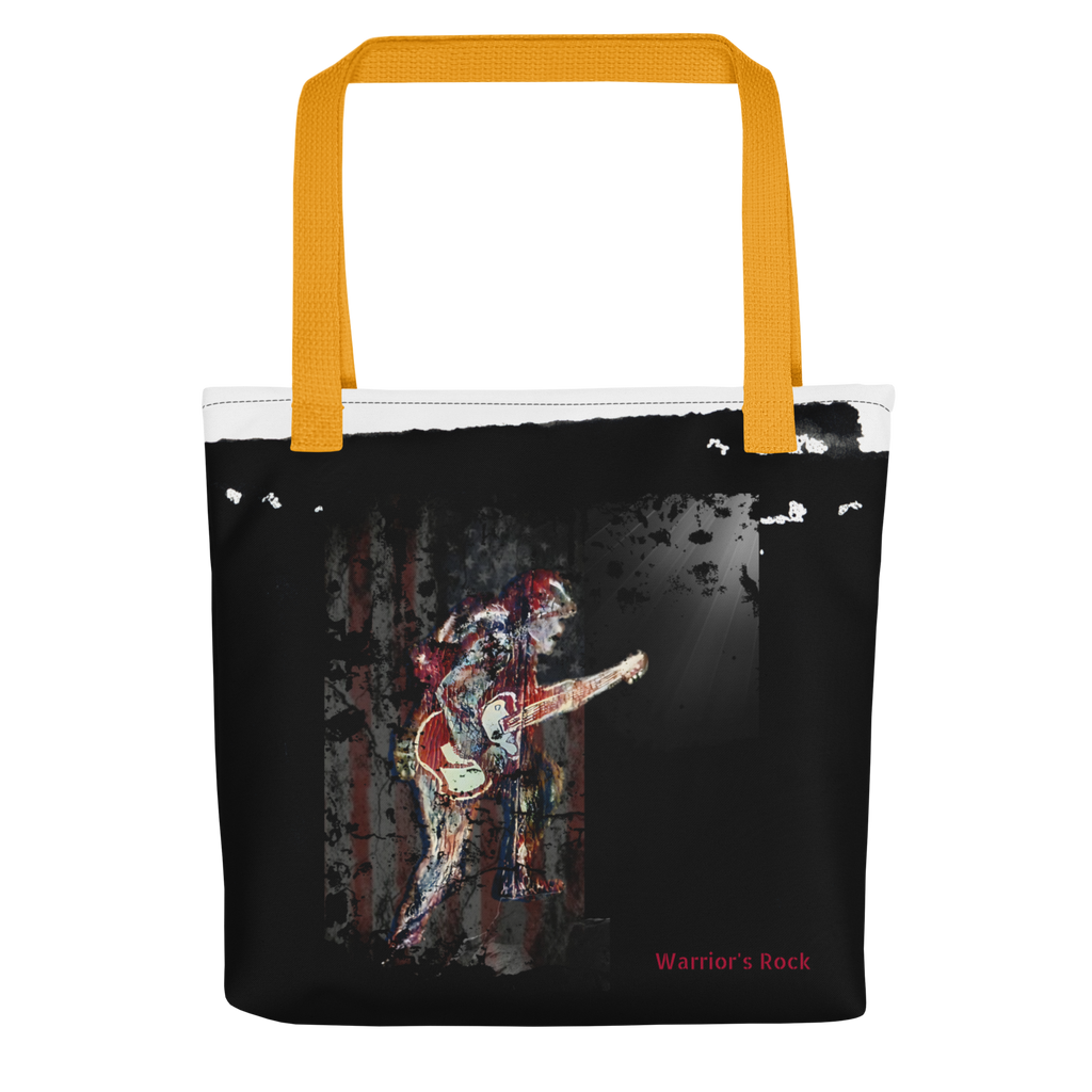 Intensely, Dramatically, Powerful Patriotic Soldier with Guitar Warrior's Rock Medium Tote Bag - 2 COLORS
