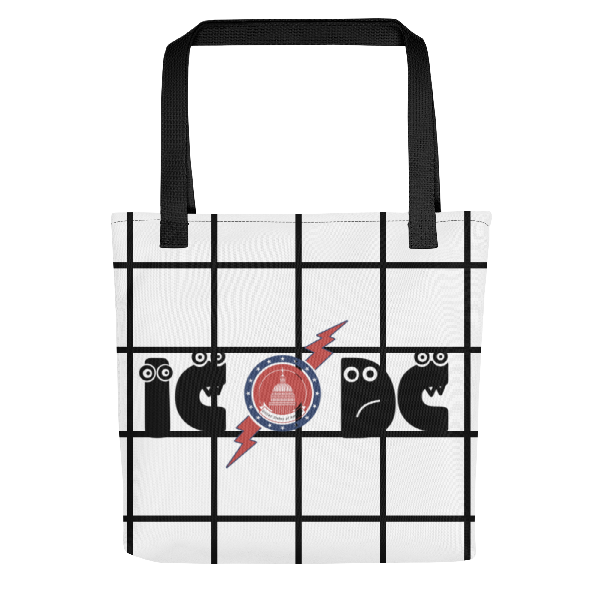 Amusingly Playful and Witty Political Parody IC/DC and Sunglasses Double Sided Graphic Tote Bag - 2 COLORS