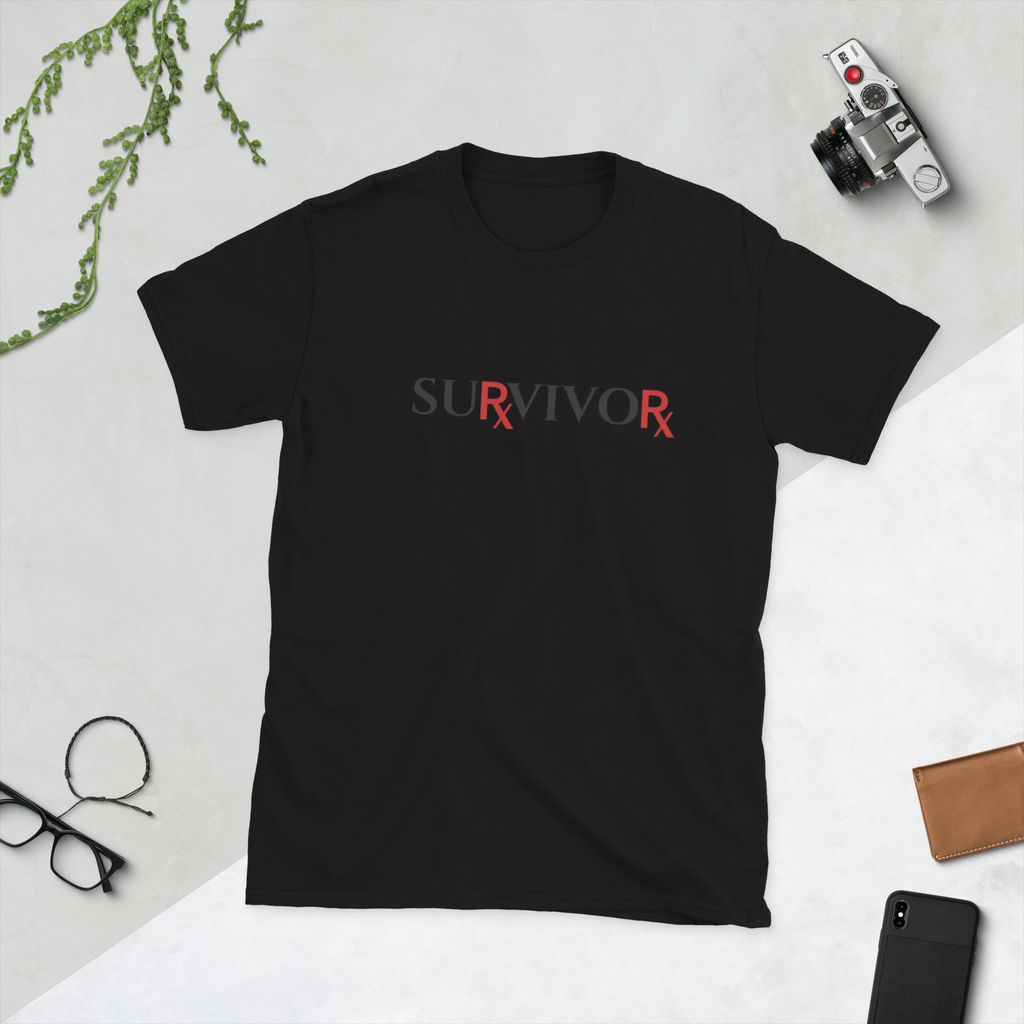 Pharmaceutical Drug Rx Survivor T-Shirt (6 color options, black lettering) S - 2X