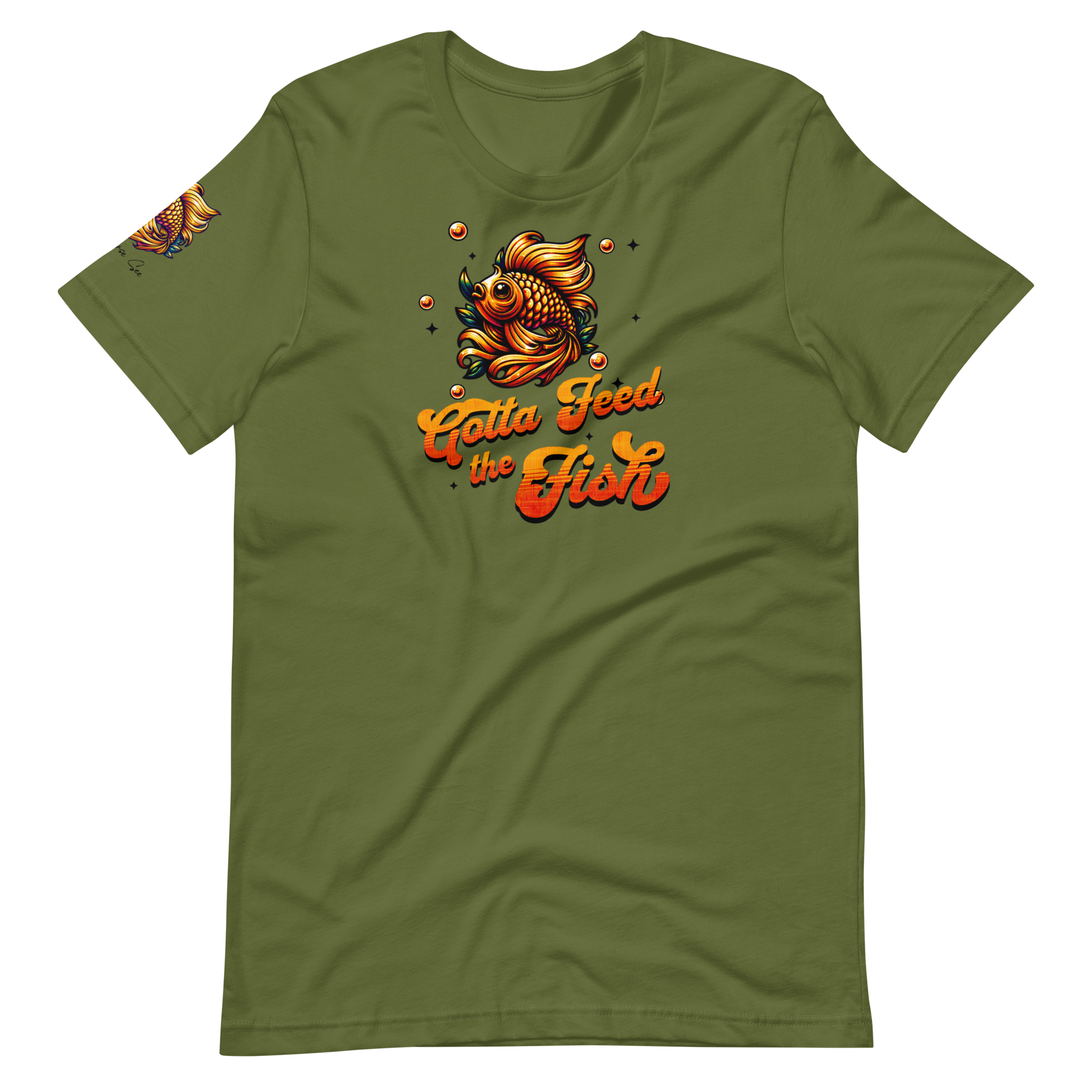 Colorful Aquatic Charm Feed the Fish Unisex T-shirt (XS-2X) 6 COLORS