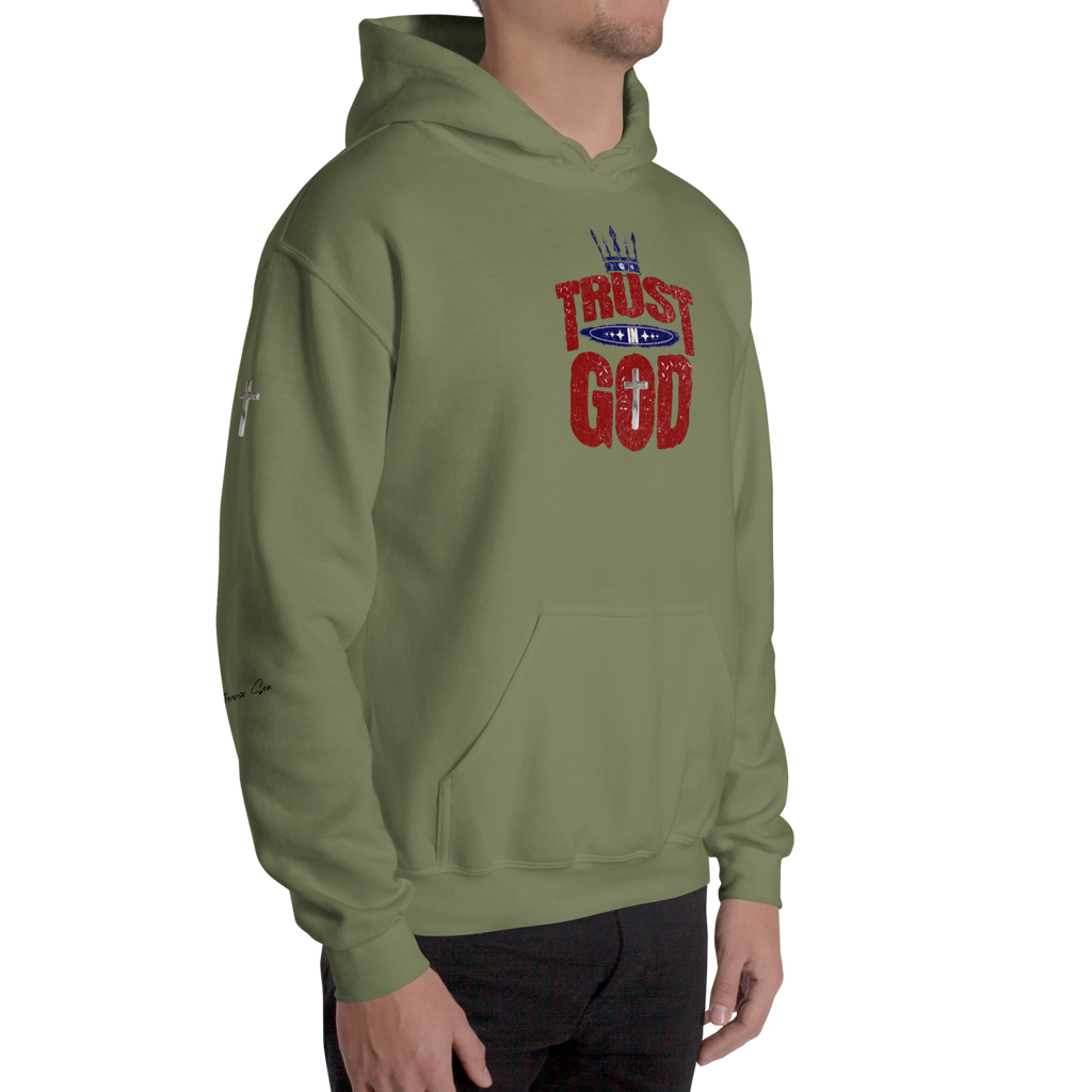 Faithful Praise and Glory Trust in God Chrome Cross & Crown Unisex Hoodie (S-2X) 4 COLORS