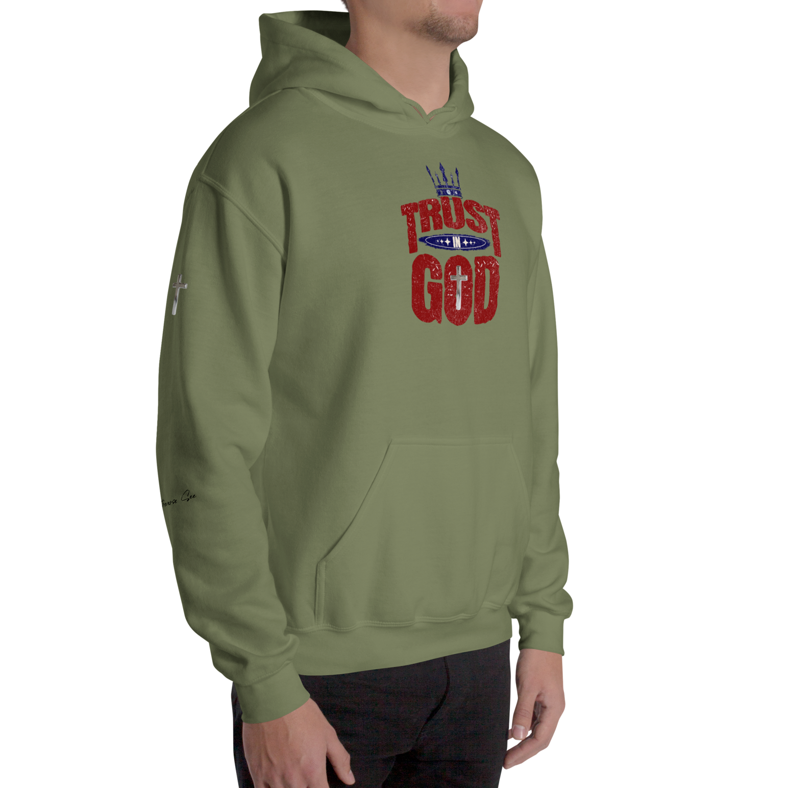 Faithful Praise and Glory Trust in God Chrome Cross & Crown Unisex Hoodie (S-2X) 4 COLORS