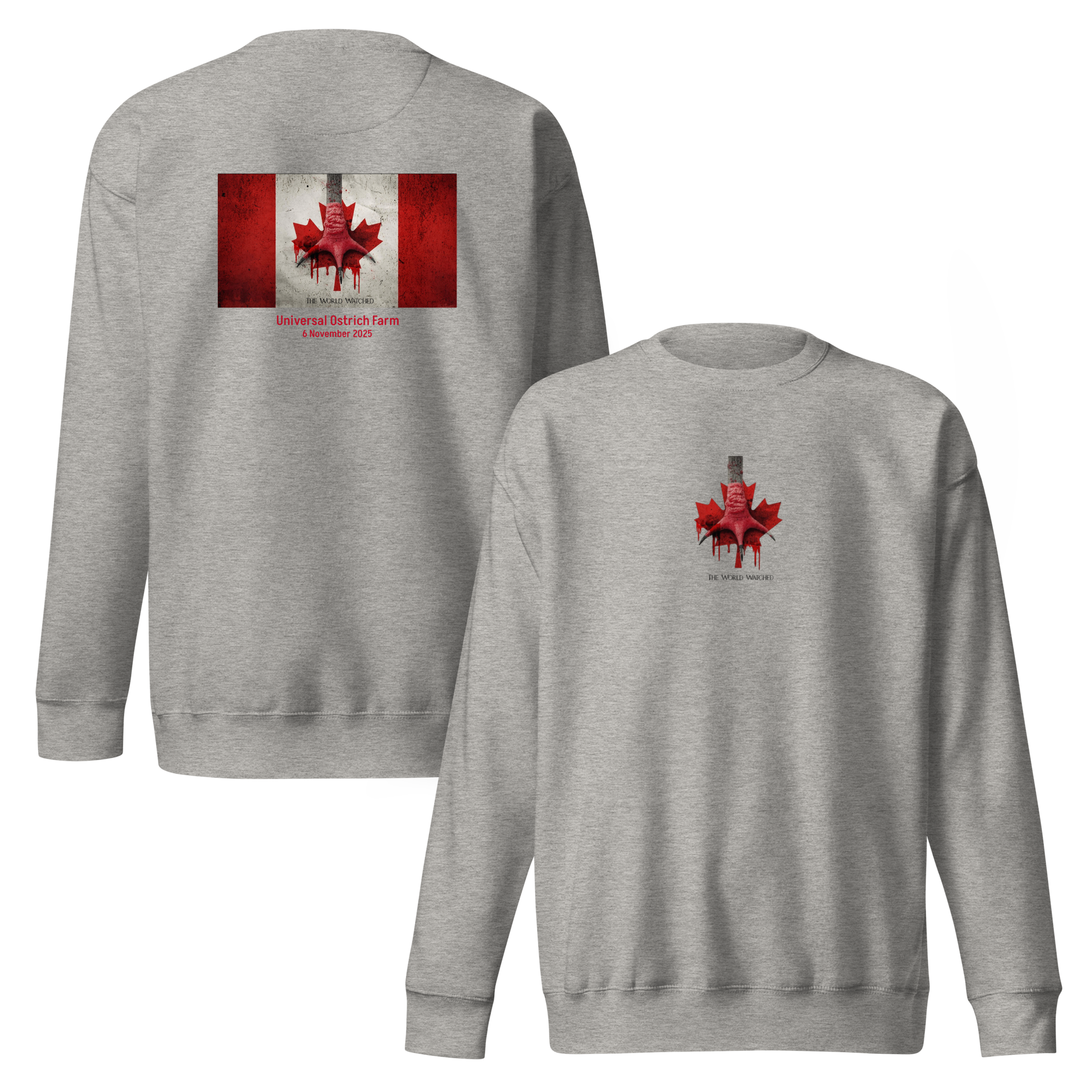 Canada Ostrich Farm Remembrance Flag & Foot Sweatshirt for charity (3 color options) S-2X