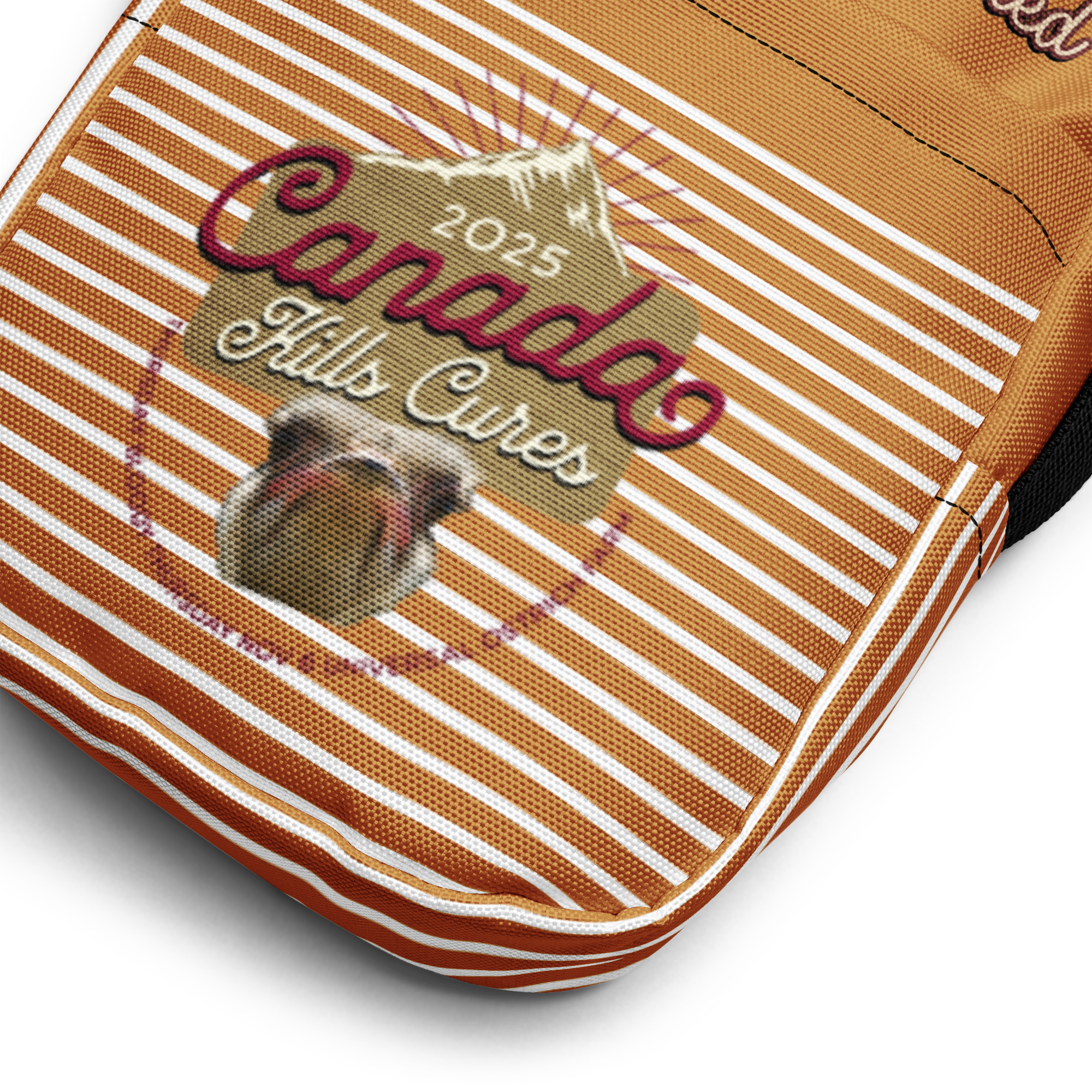 Canada Ostrich Farm Remembrance Crossbody Bag for charity (front, back, interior graphics)