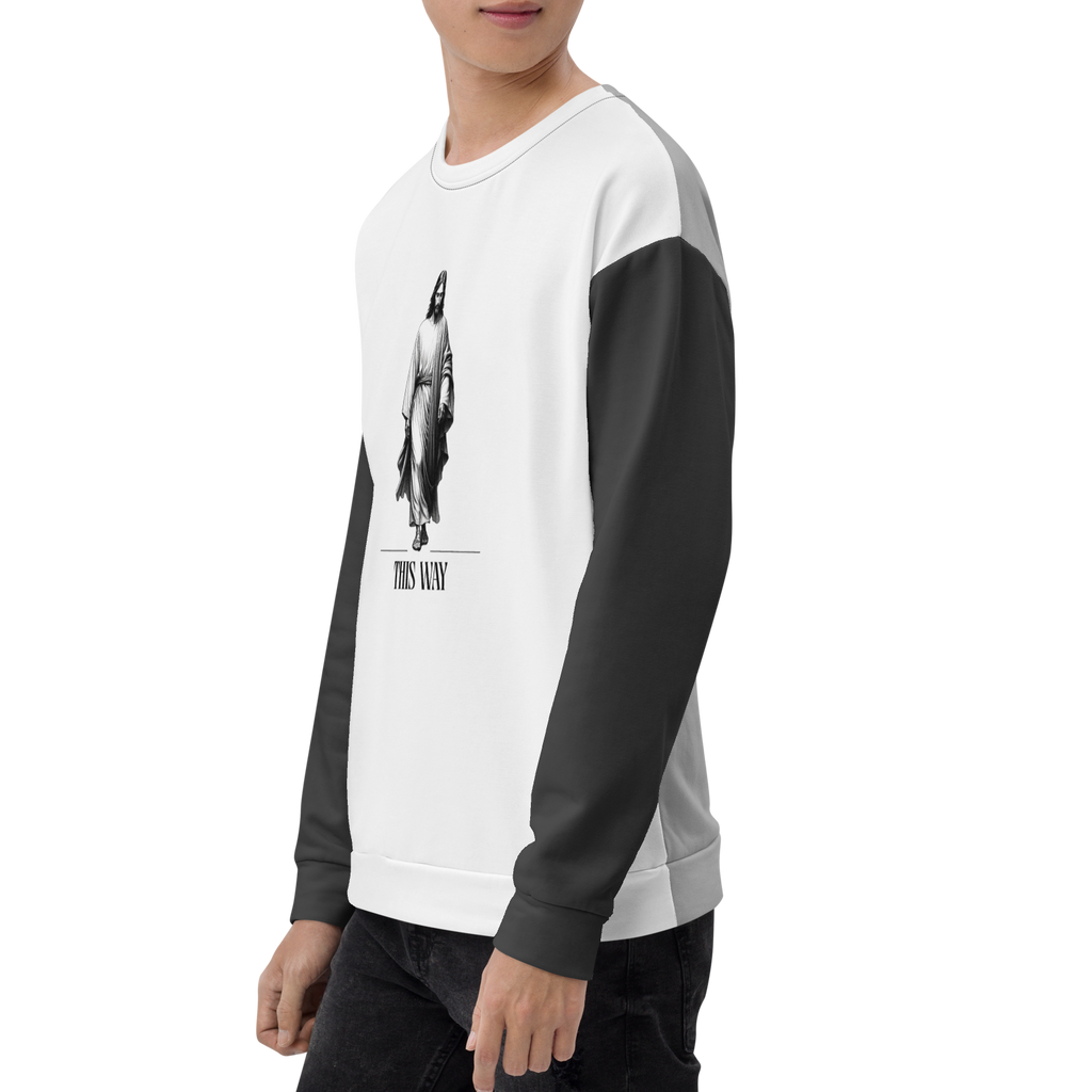 Faithfully Inspiring Devoutly Following Salt and Light Jesus This Way Double-Sided Color-Block Unisex Sweatshirt (S-2X)
