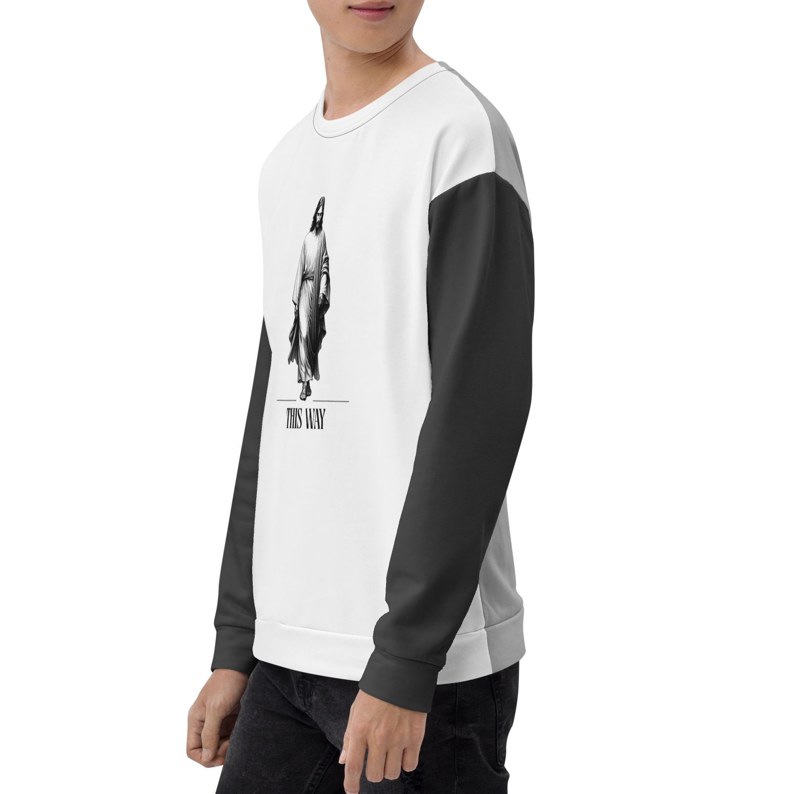 Faithfully Inspiring Devoutly Following Salt and Light Jesus This Way Double-Sided Color-Block Unisex Sweatshirt (S-2X)