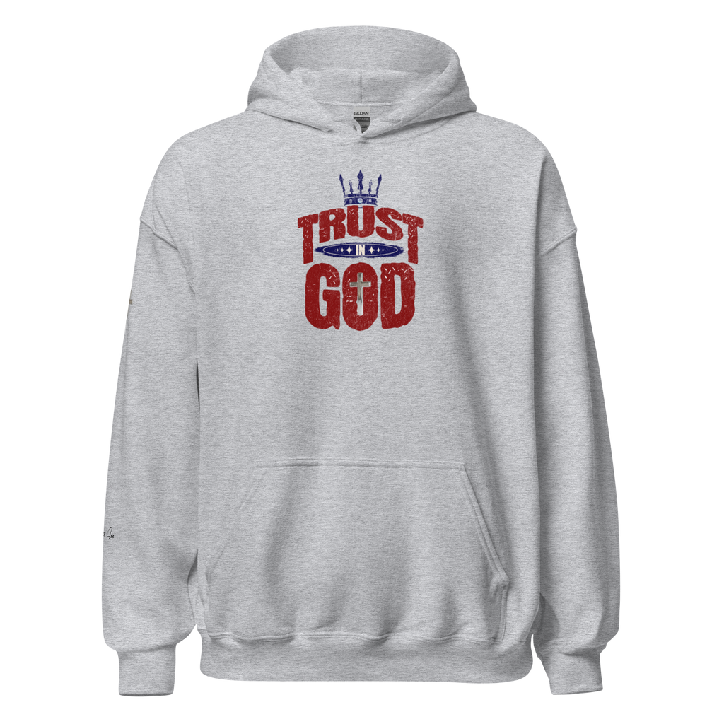 Faithful Praise and Glory Trust in God Chrome Cross & Crown Unisex Hoodie (S-2X) 4 COLORS